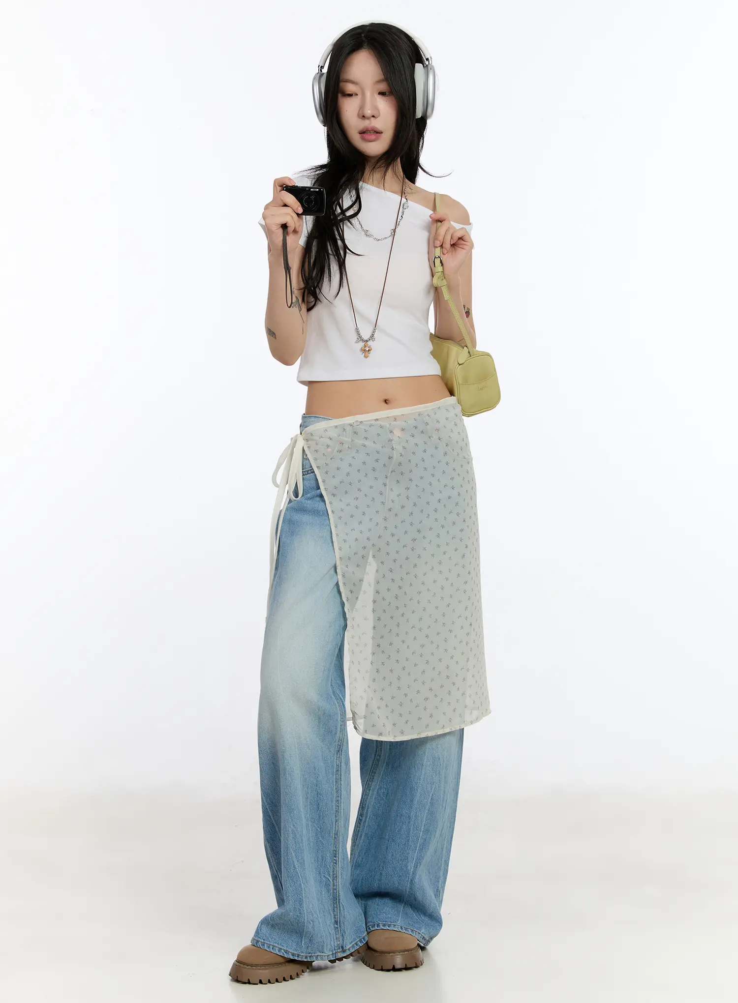 Floral Sheer Layered Skirt CA508
