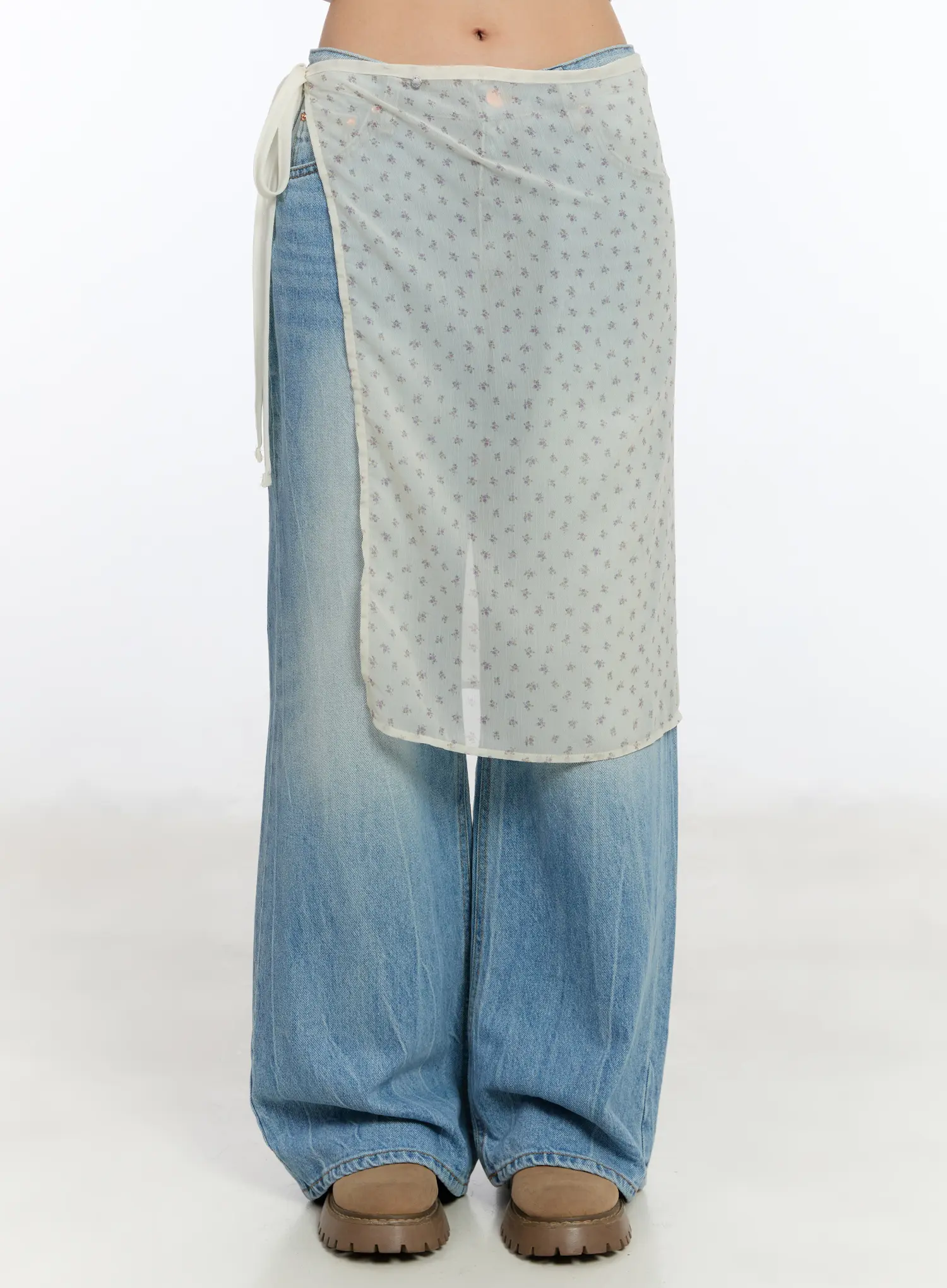 Floral Sheer Layered Skirt CA508 - Image 2