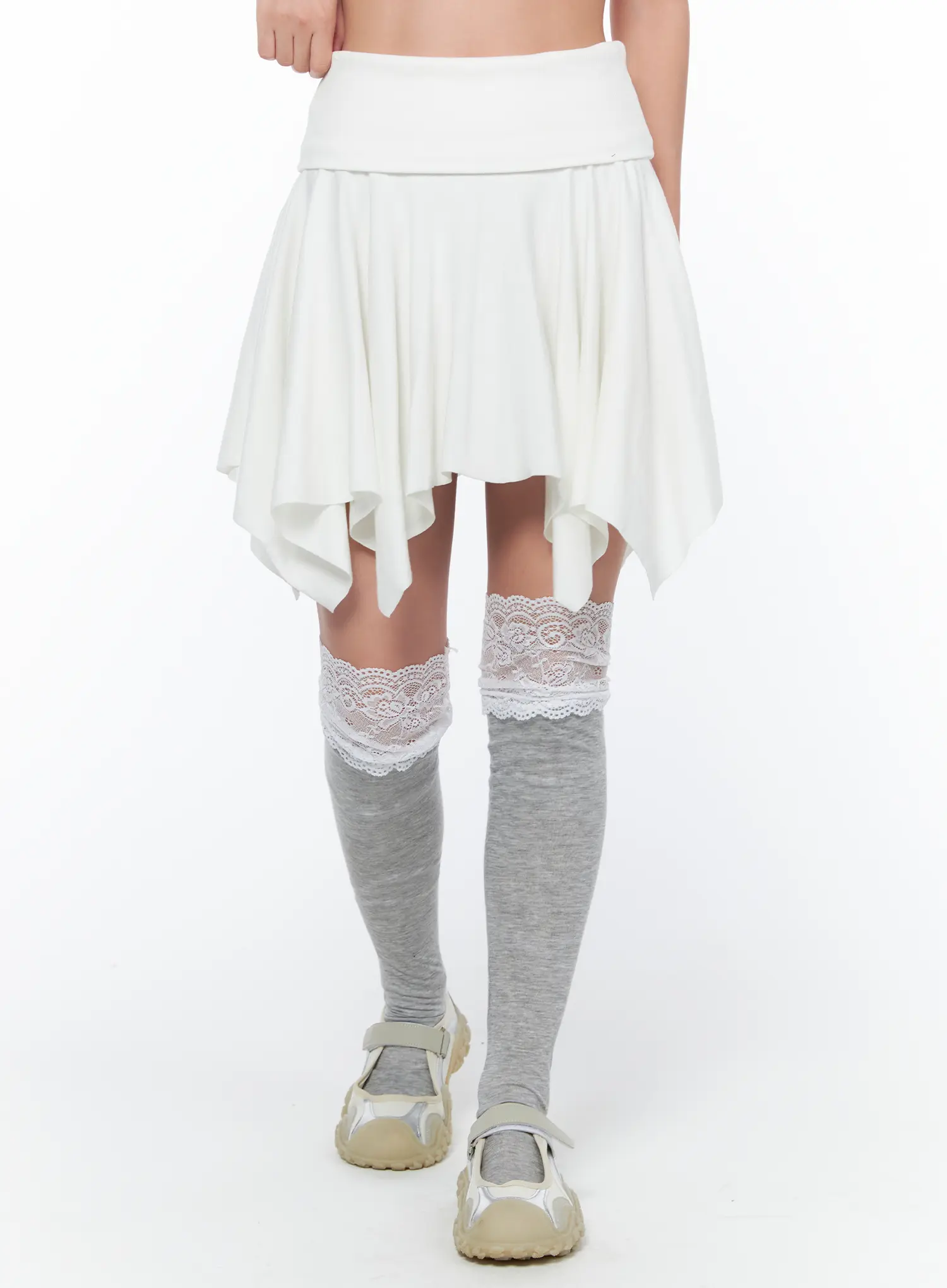 Flowy Handkerchief Hem Mini Skirt CA514