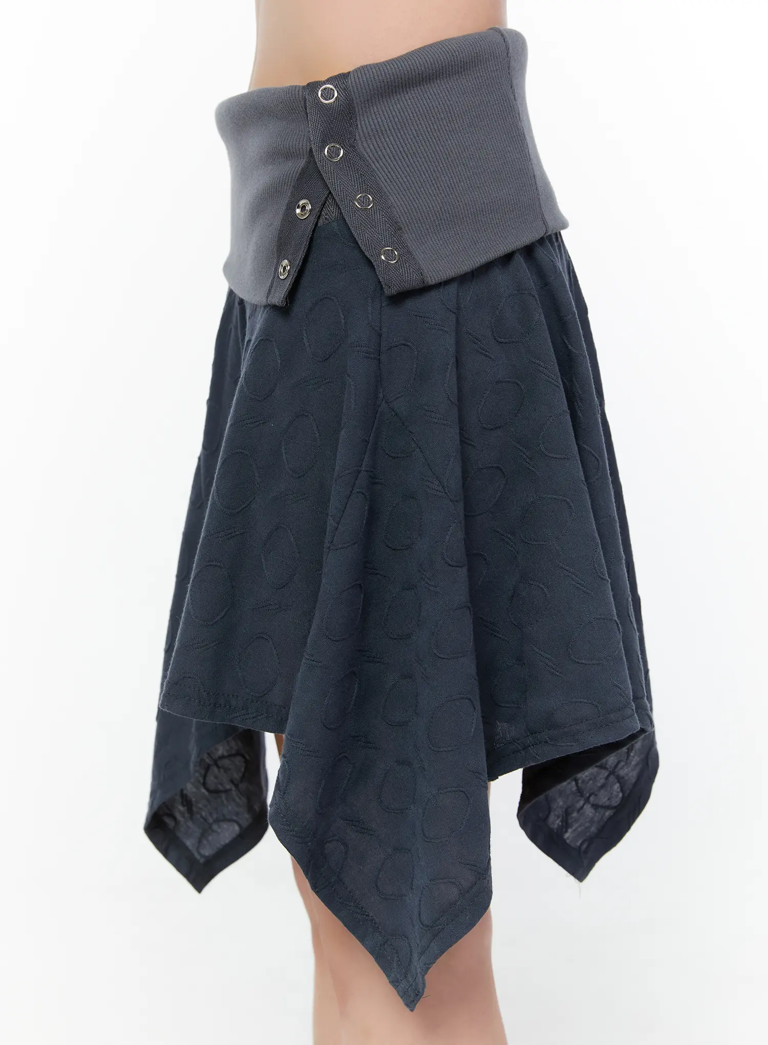 Folded Button Flare Mini Skirt CY515 - Image 3