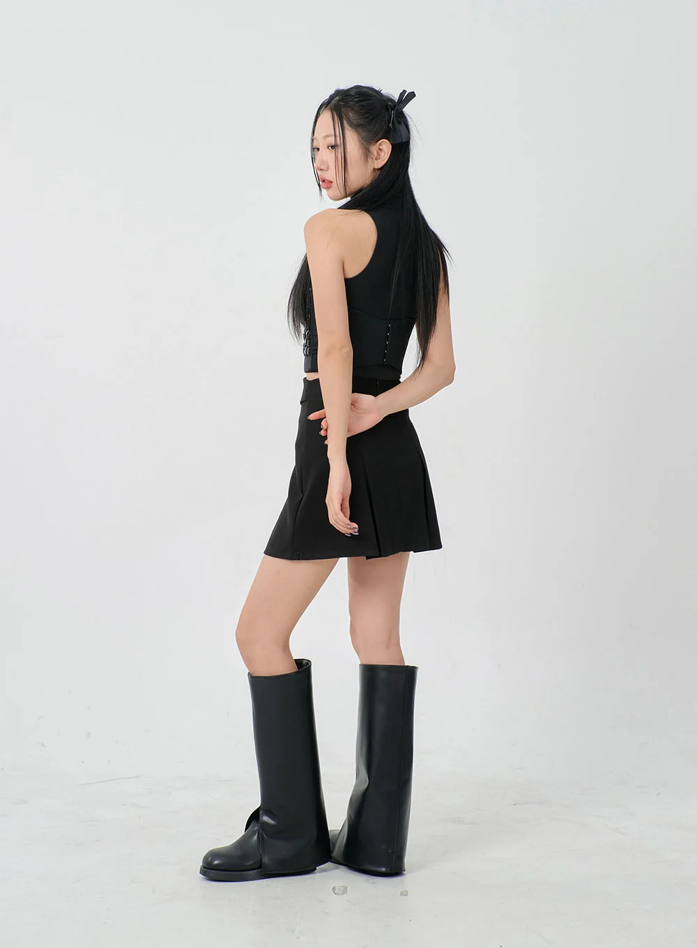 Folded Waist Two Buckle Pleated Mini Skirt BD23 - Image 11
