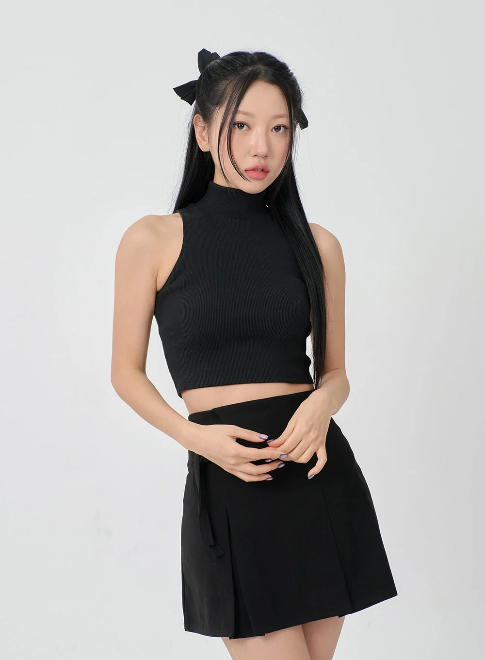 Folded Waist Two Buckle Pleated Mini Skirt BD23 - Image 4