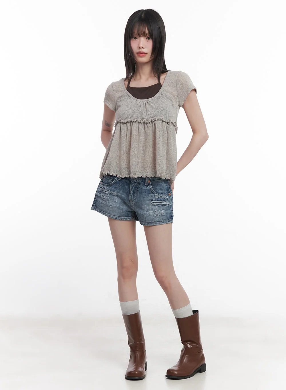 Frill Half-Sleeve Blouse CU506 - Image 3