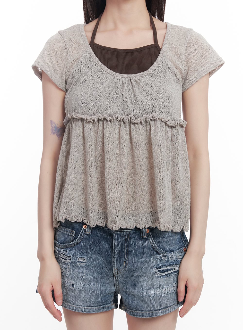 Frill Half-Sleeve Blouse CU506 - Image 8