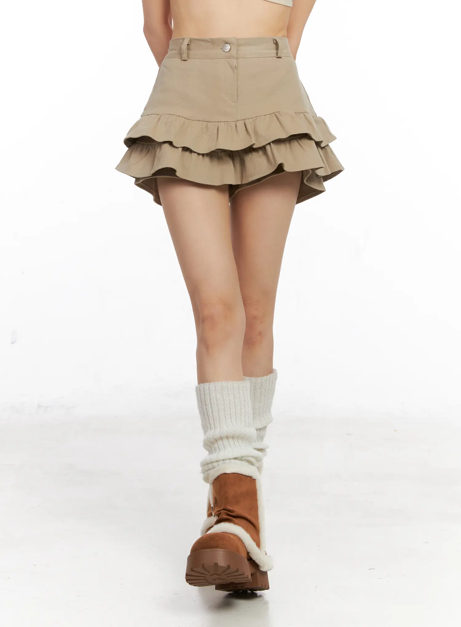Frill Hem Fleece Lined Mini Skirt CN520 - Image 2