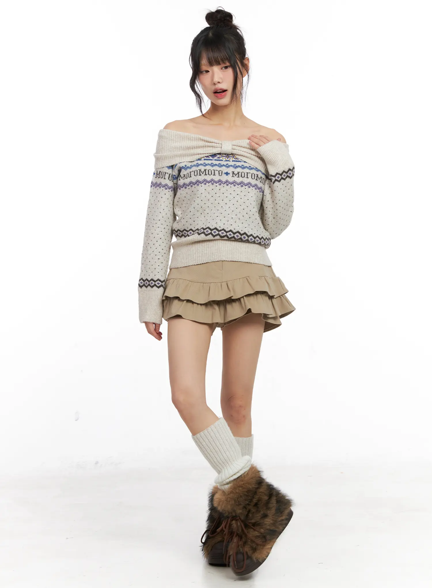 Frill Hem Fleece Lined Mini Skirt CN520 - Image 3