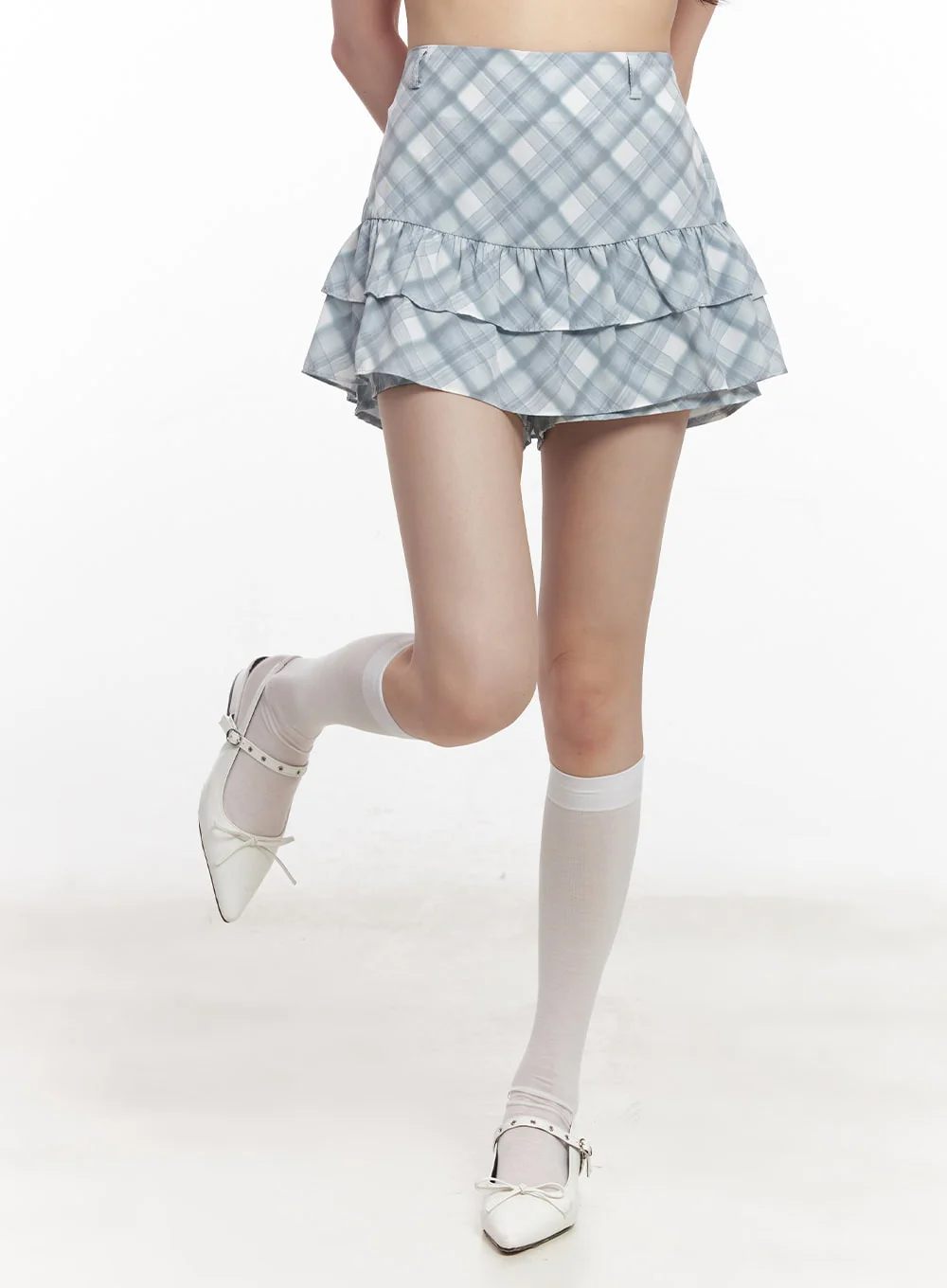 Frill Plaid Print Mini Skirt CY521