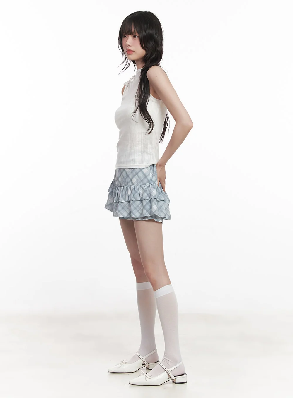 Frill Plaid Print Mini Skirt CY521 - Image 4