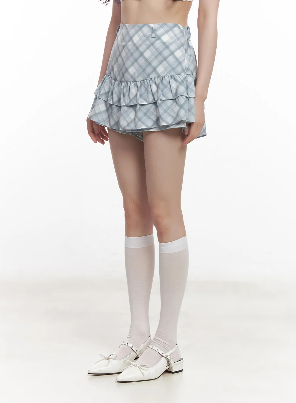 Frill Plaid Print Mini Skirt CY521 - Image 5
