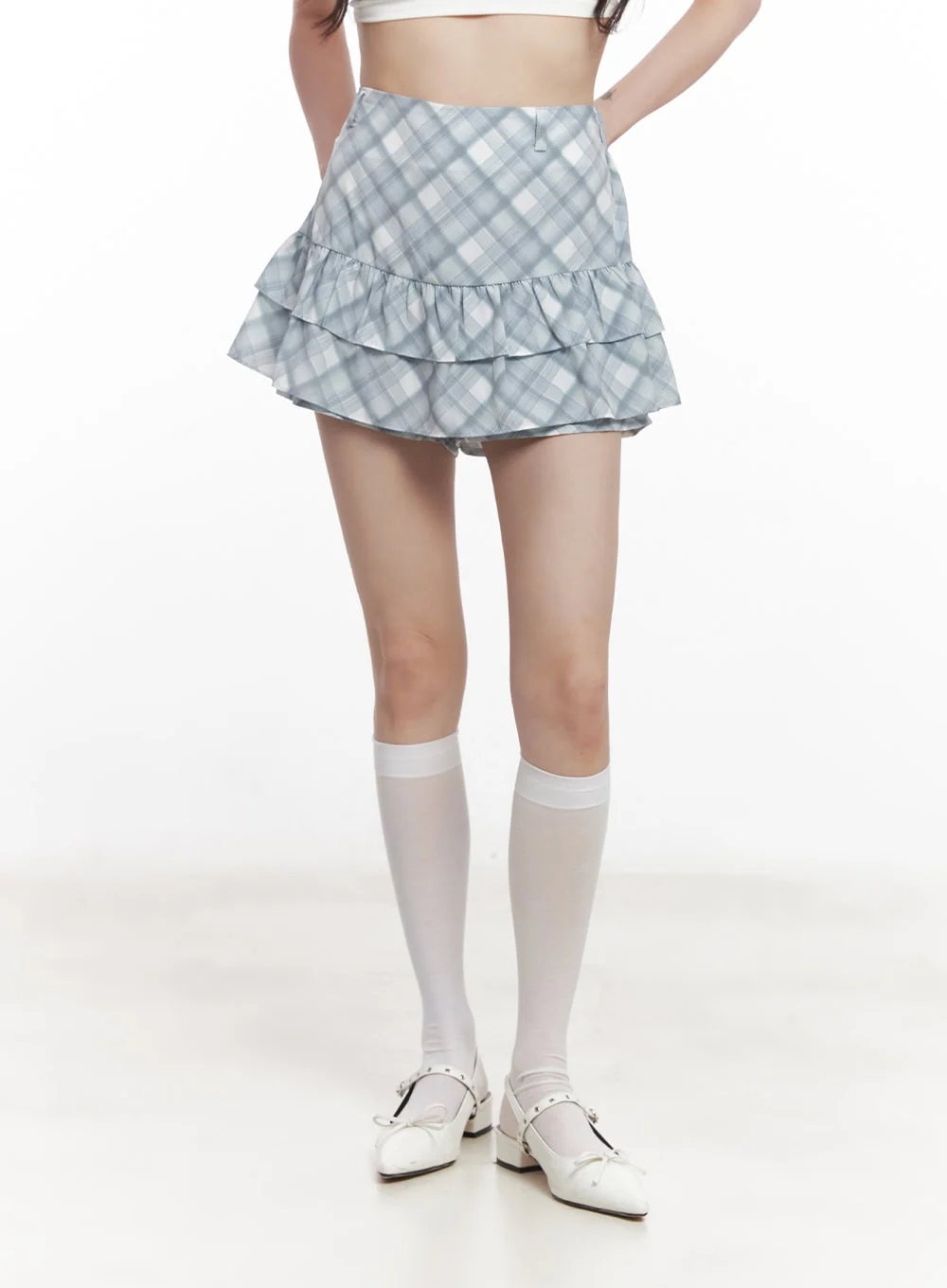 Frill Plaid Print Mini Skirt CY521 - Image 9