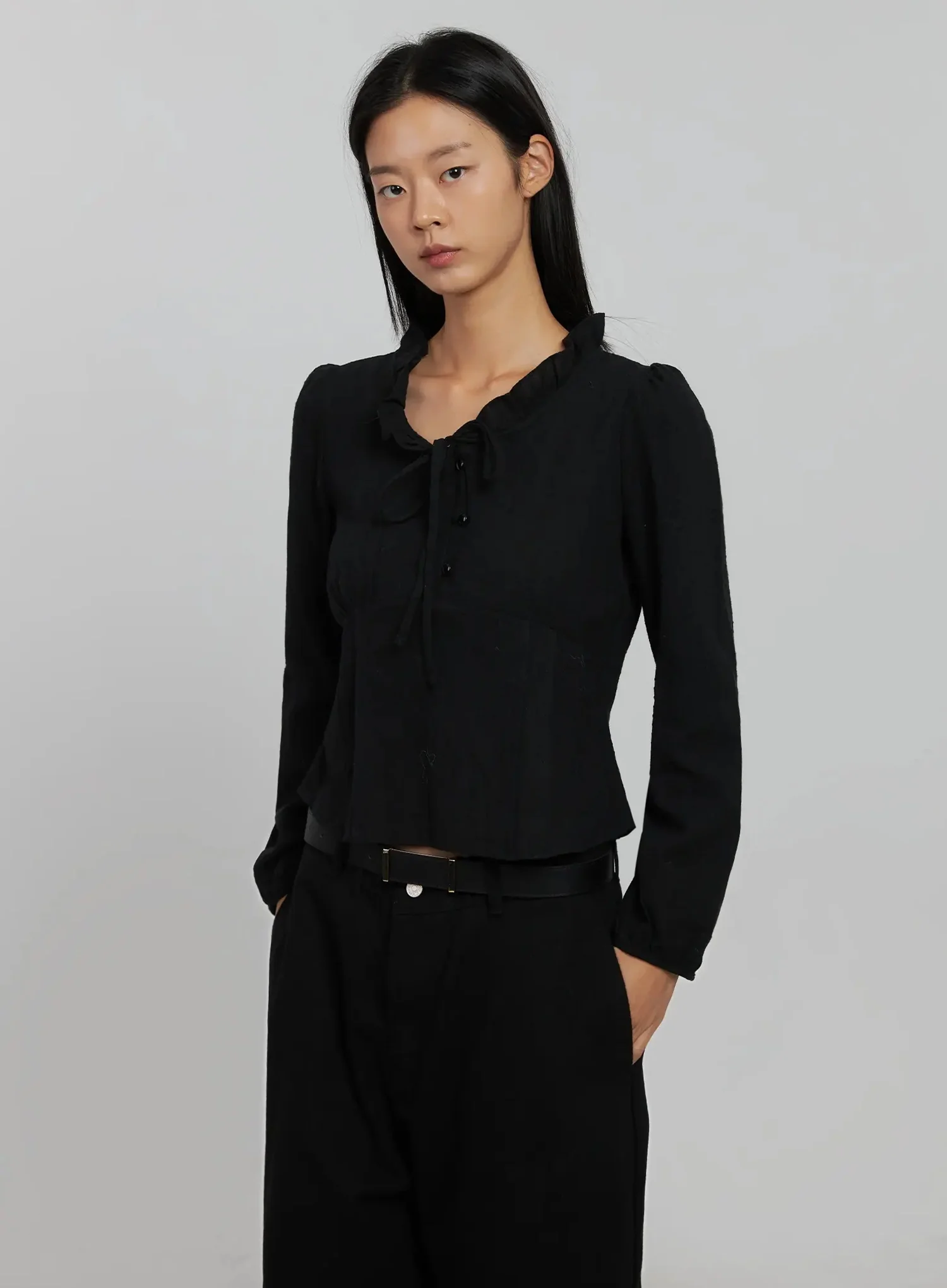 Frill Striped Blouse IJ509 - Image 2