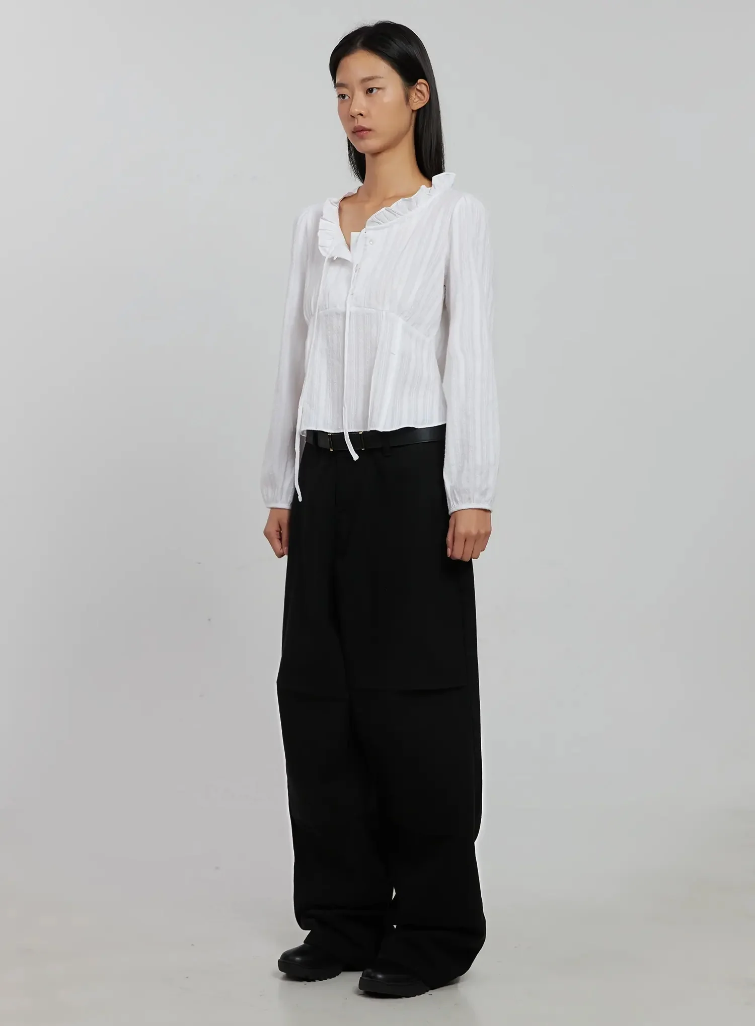 Frill Striped Blouse IJ509 - Image 5
