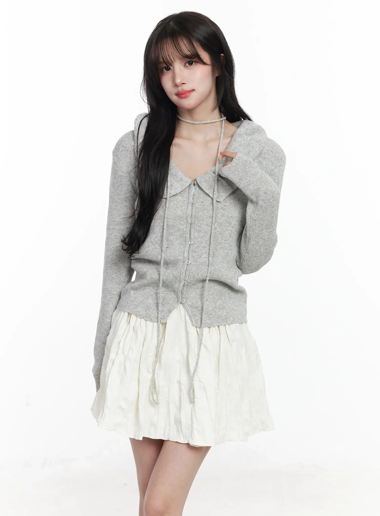 Frilled V-Neck Cardigan IJ529 - Image 12