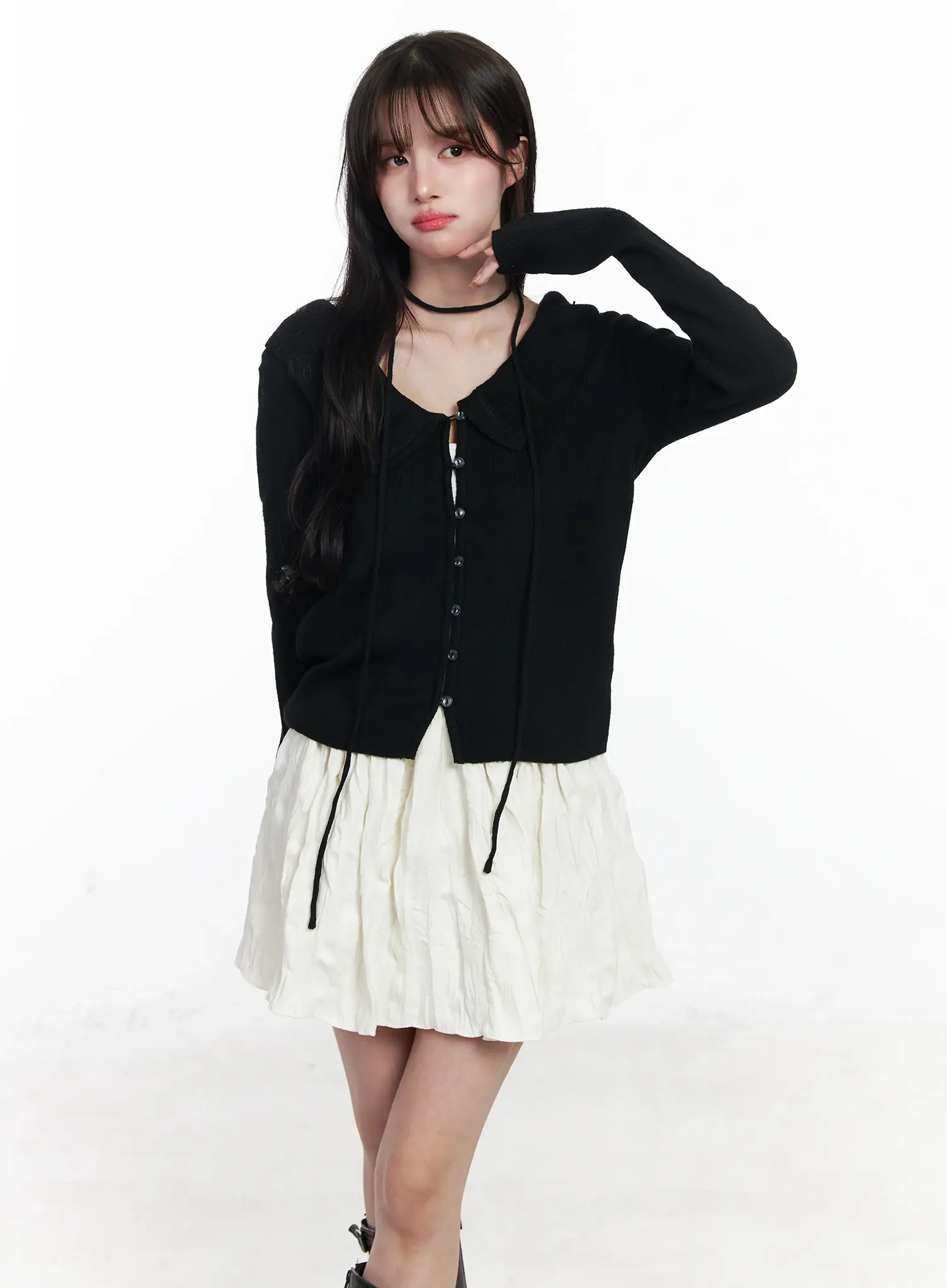 Frilled V-Neck Cardigan IJ529 - Image 6