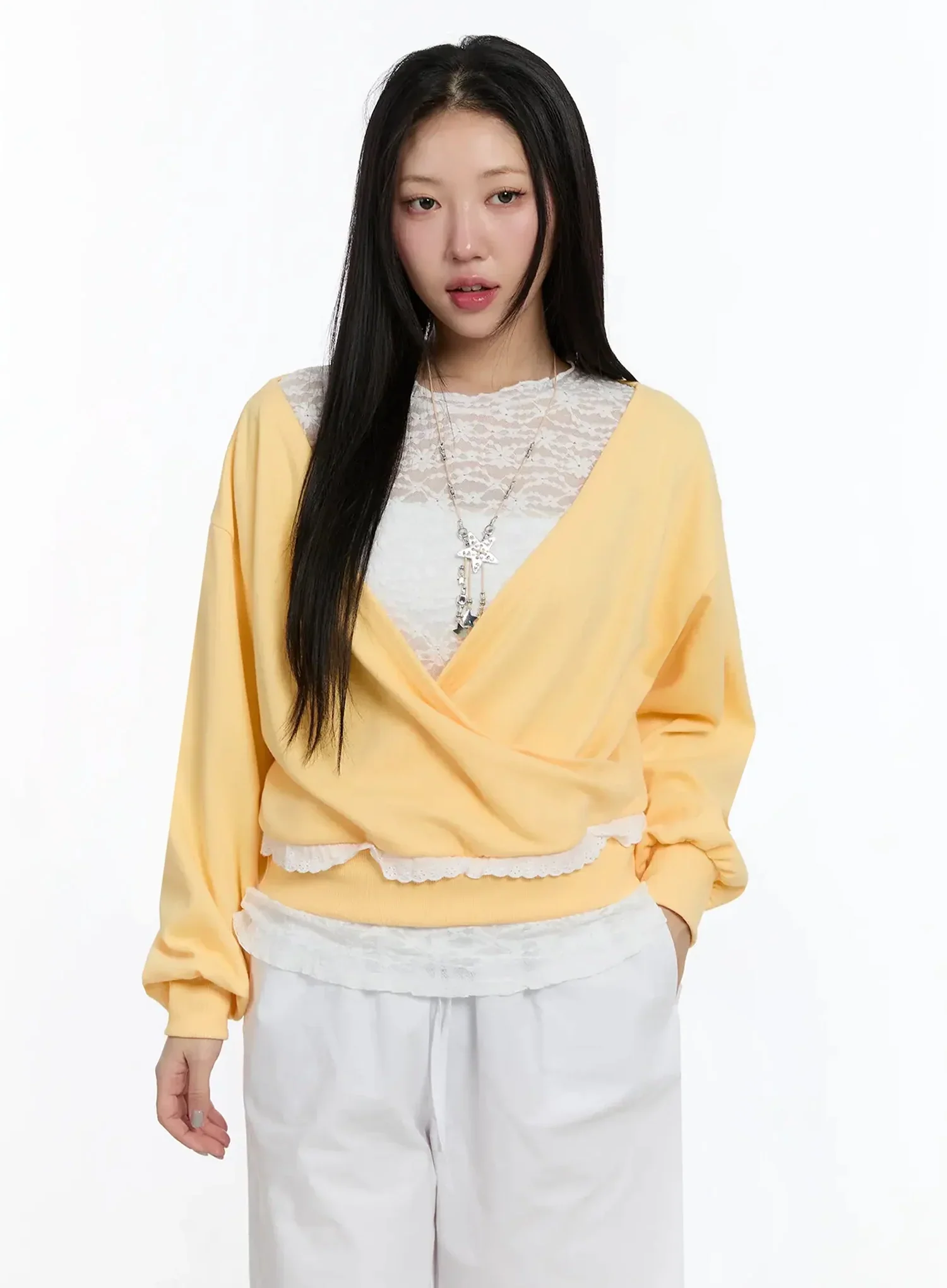 Frilled Wrap Sweatshirt IM509 - Image 6