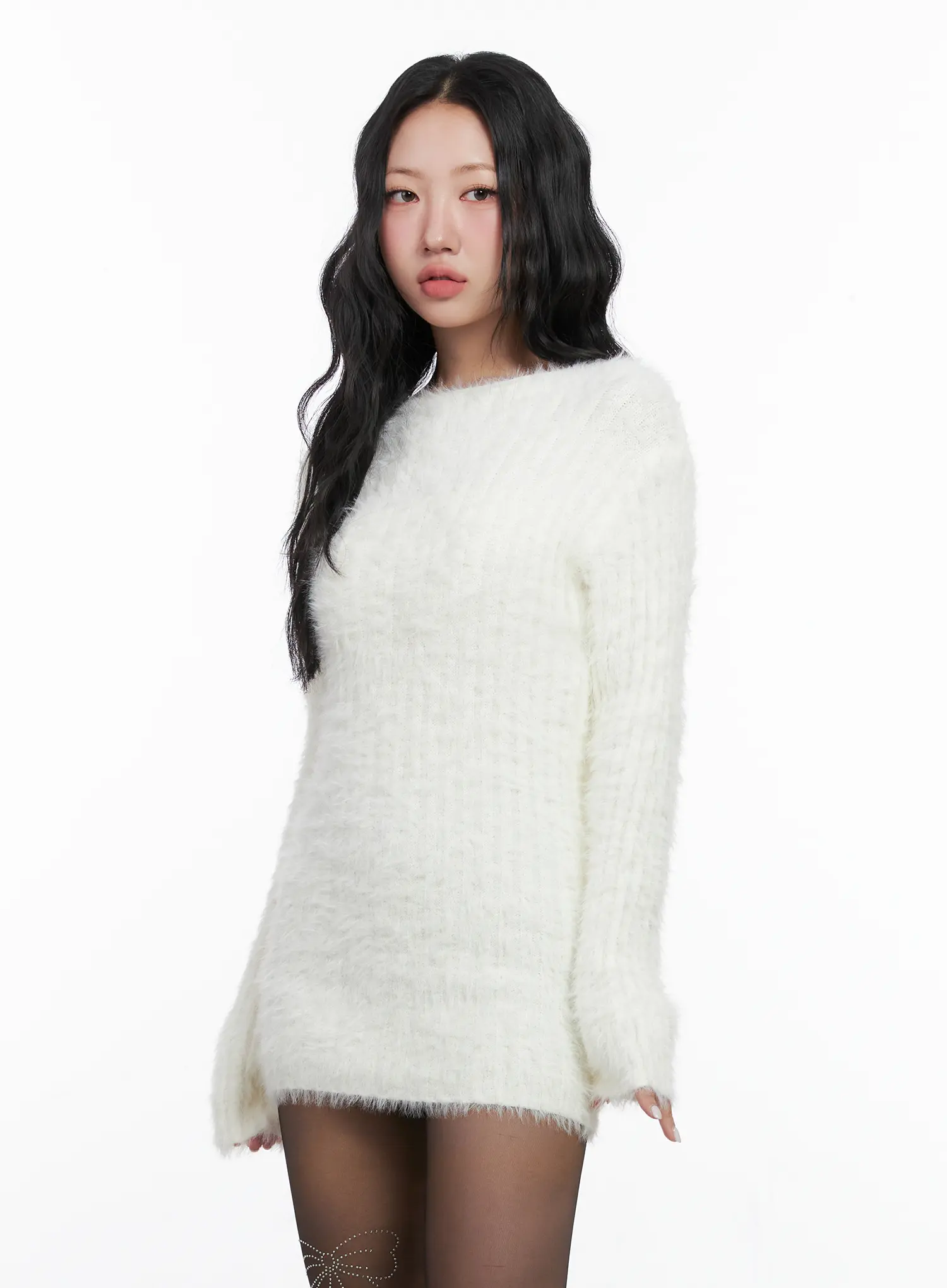 Fuzzy Knit Mini Dress CN514 - Image 5