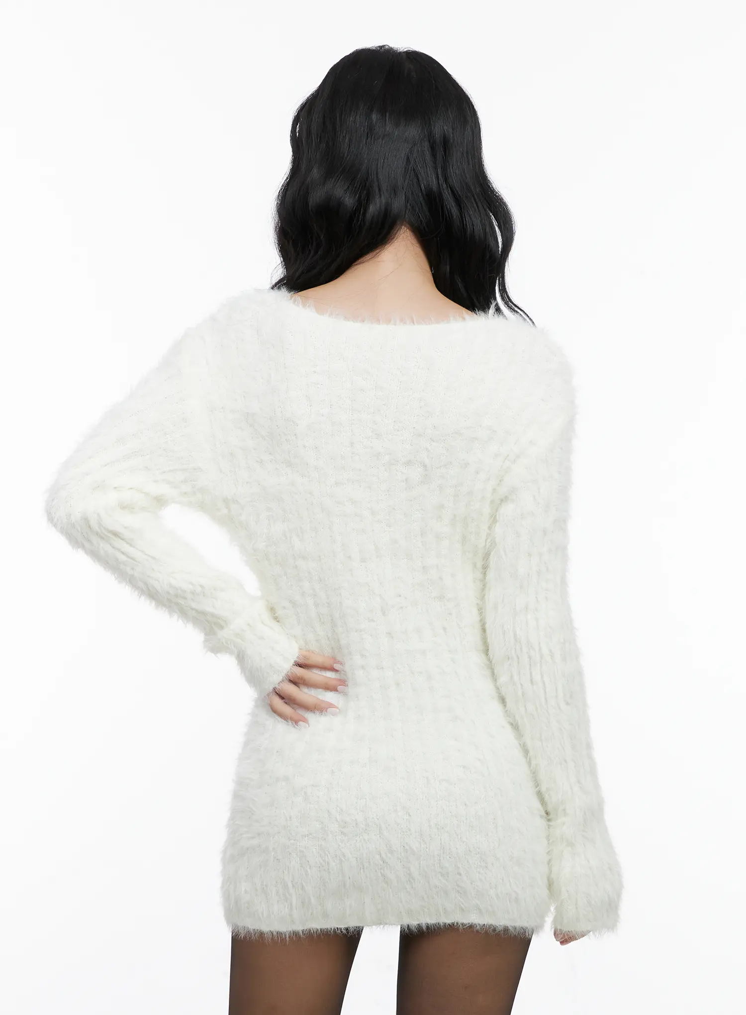 Fuzzy Knit Mini Dress CN514 - Image 7