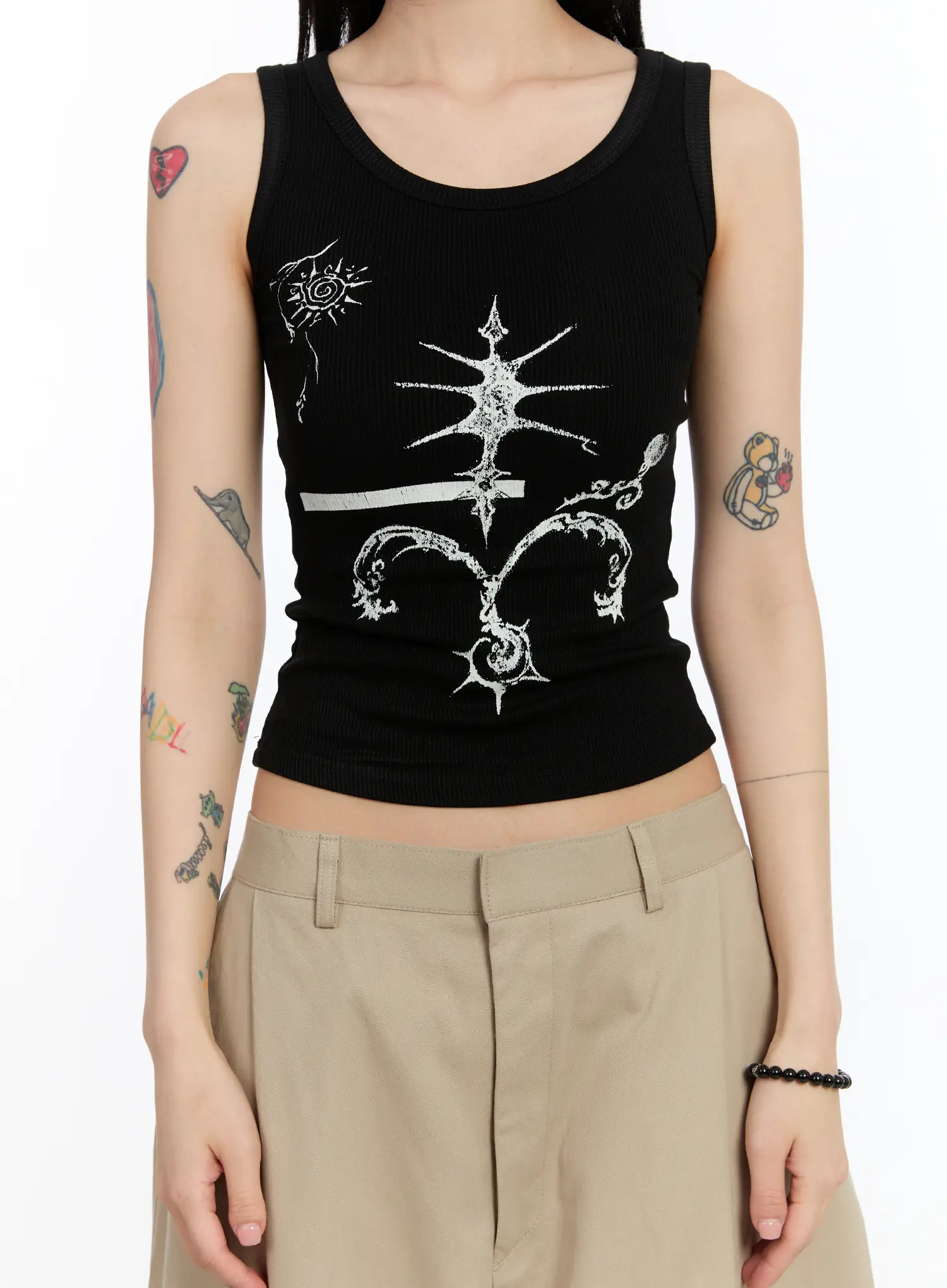 Gothic Print Ribbed Tank CA506 - Image 4