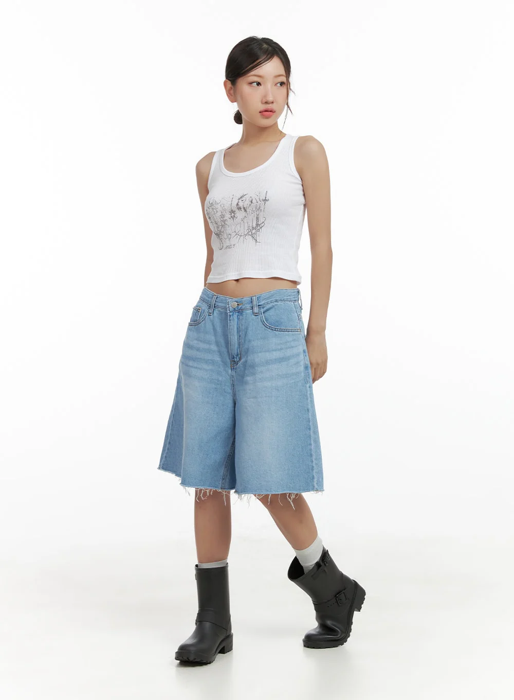Graphic Cotton Tank Crop Top CL418 - Image 2
