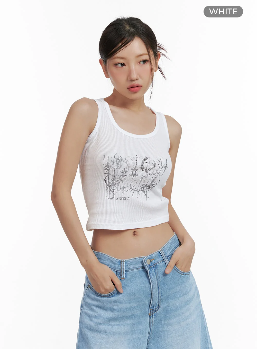 Graphic Cotton Tank Crop Top CL418 - Image 7