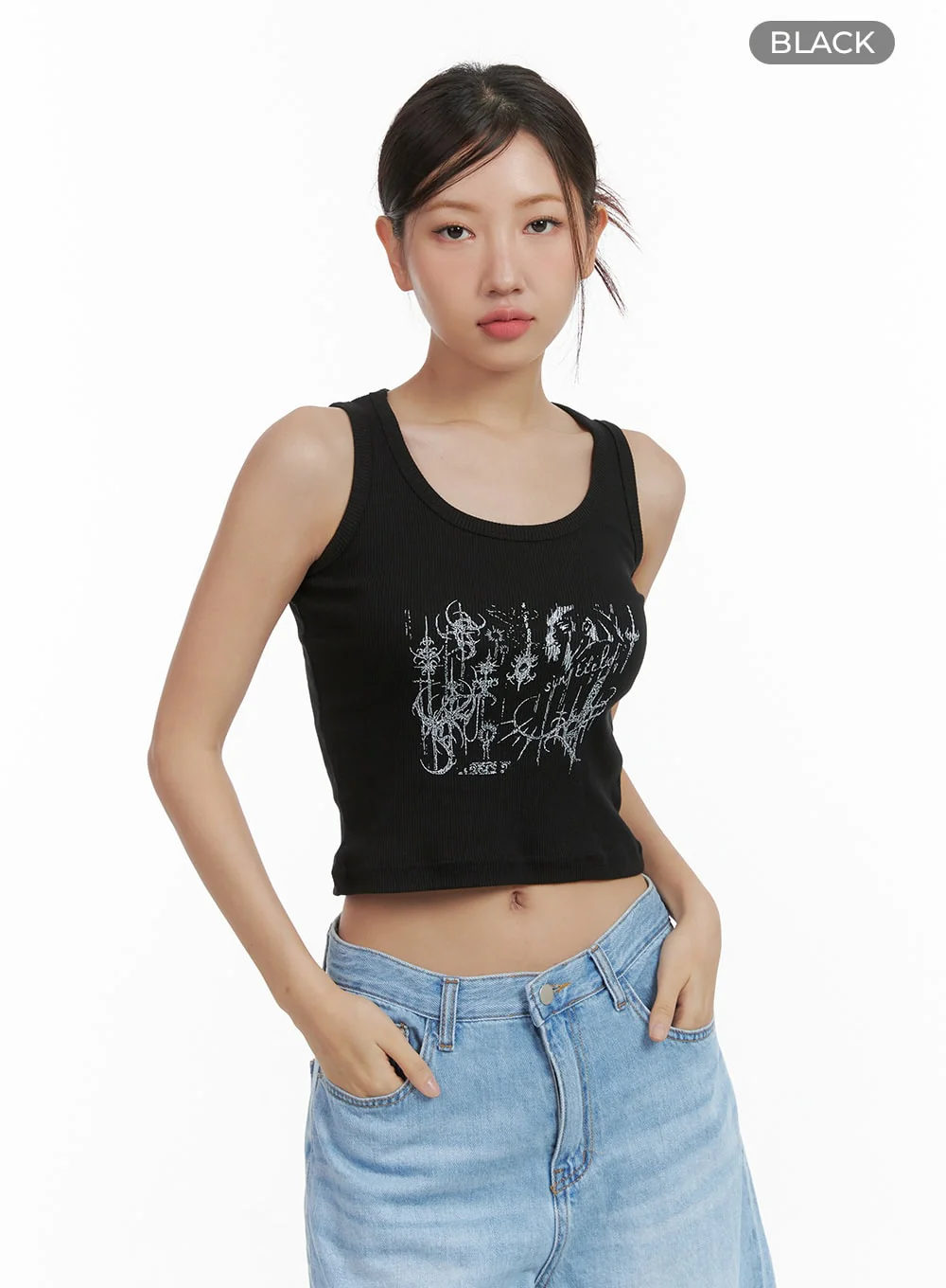 Graphic Cotton Tank Crop Top CL418 - Image 9
