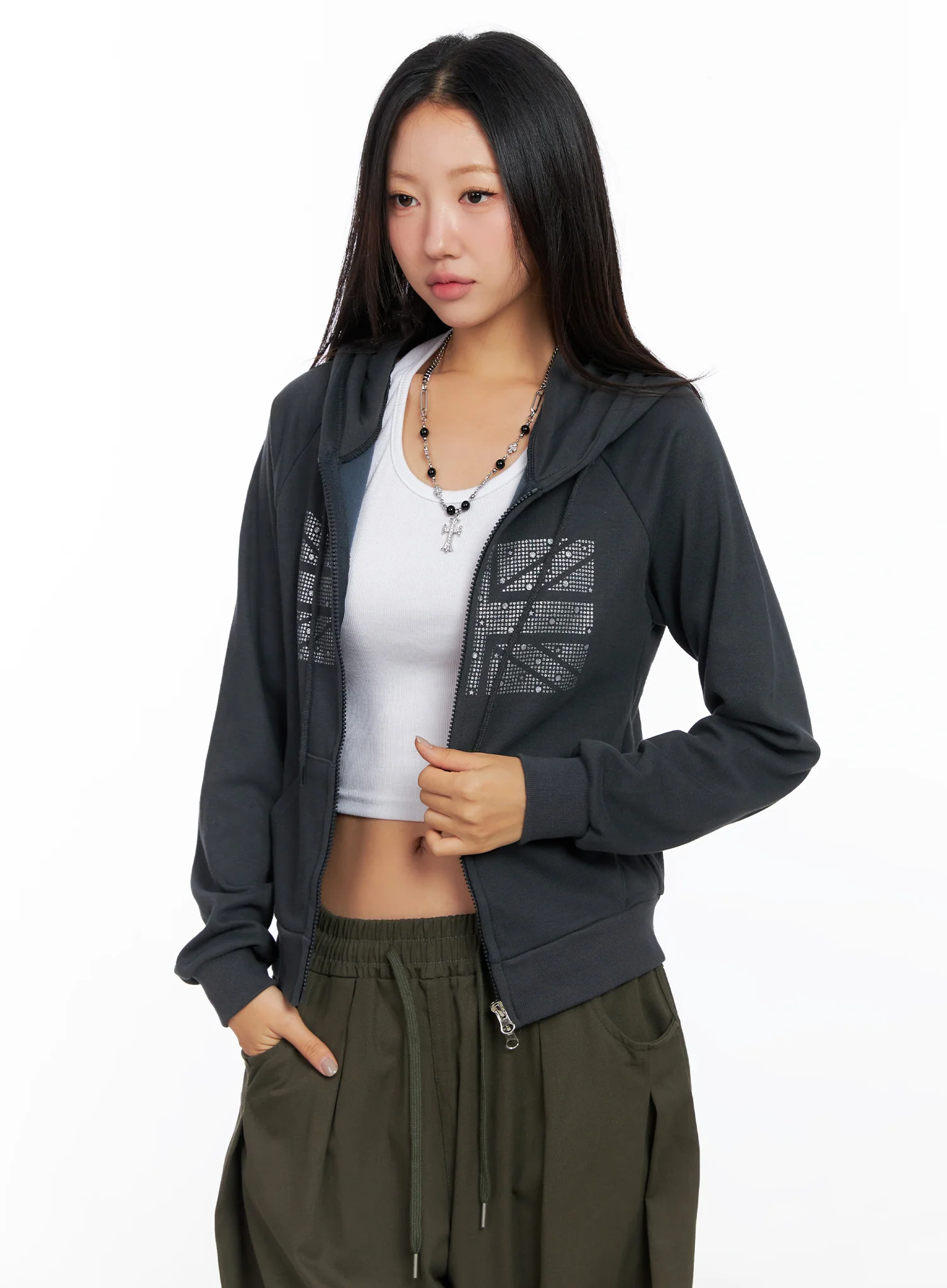 Graphic Cropped Hoodie CO515 - Image 8