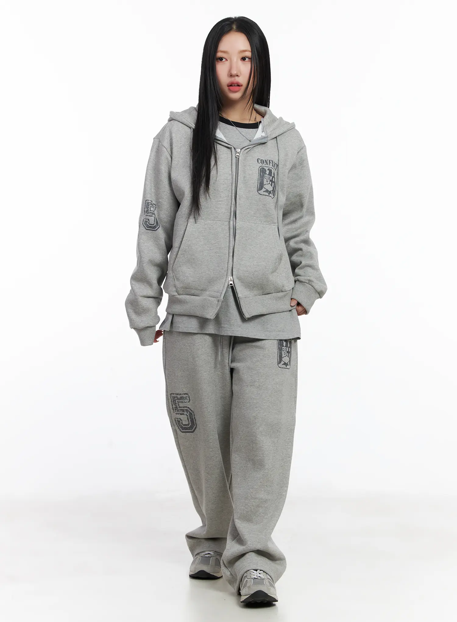 Graphic Fleece Oversized Zip-Up Hoodie CJ515 - Image 6