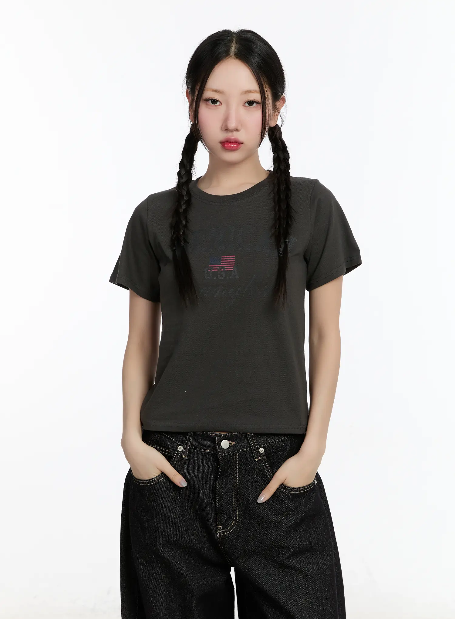 Graphic Lettering Crop Tee CM511 - Image 9