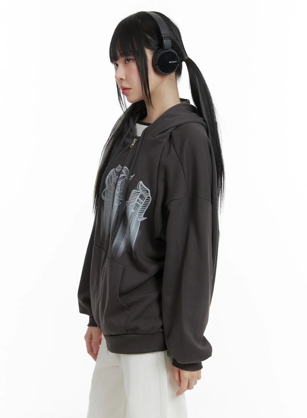 Graphic Lettering Oversized Hoodie Jacket OM426 - Image 4