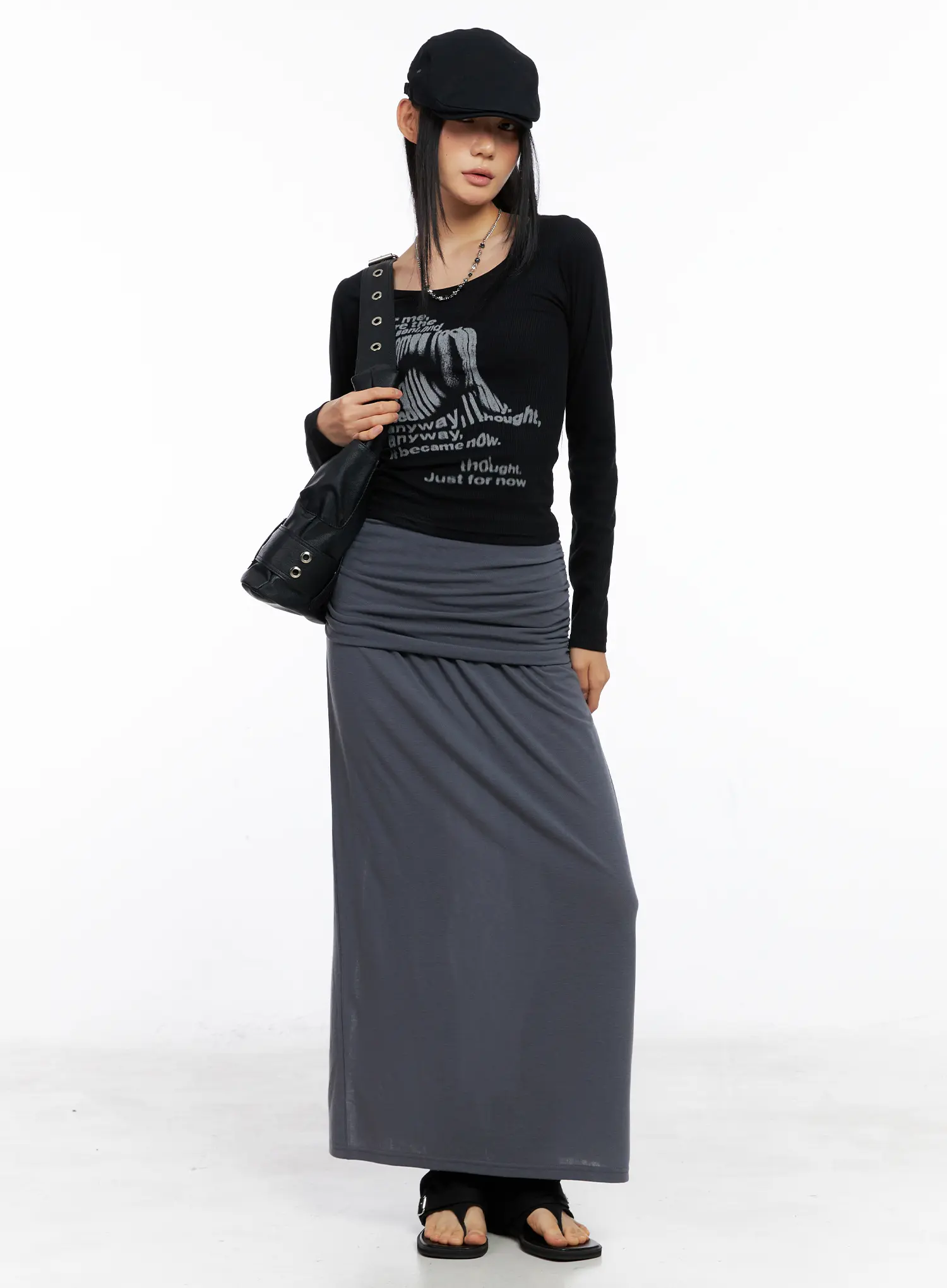 Graphic Lettering U-Neck Long Sleeve CS509 - Image 3