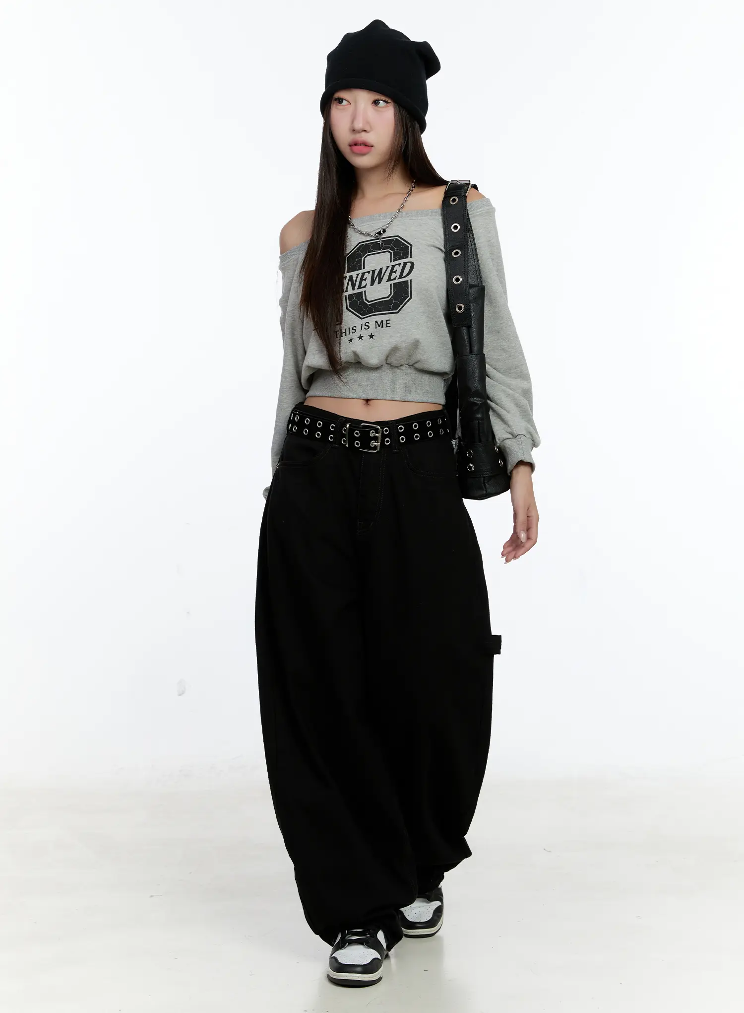 Graphic Off-shoulder Crop Sweatshirt CS517