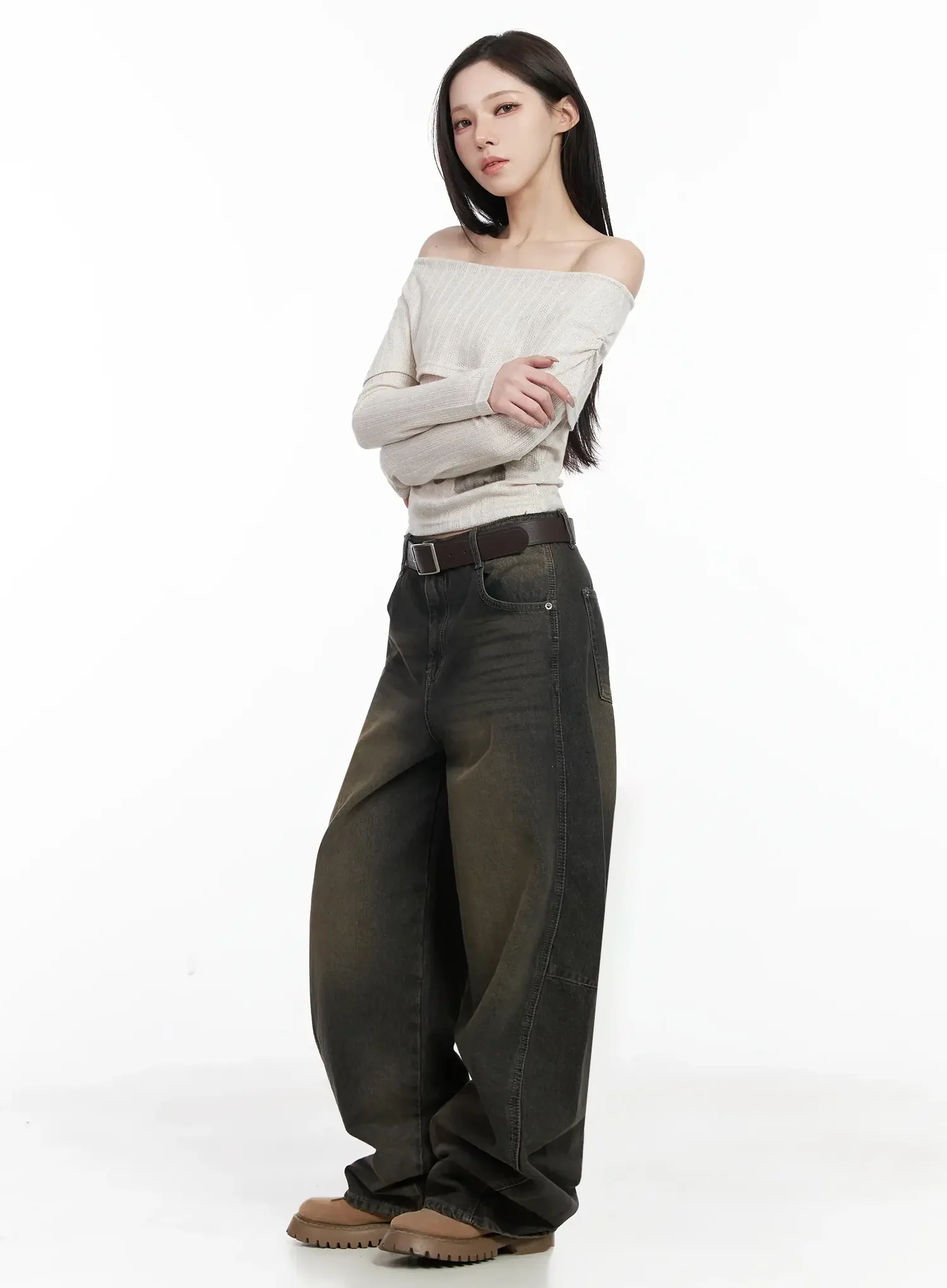 Graphic Off-Shoulder Long Sleeve Top IJ528 - Image 6