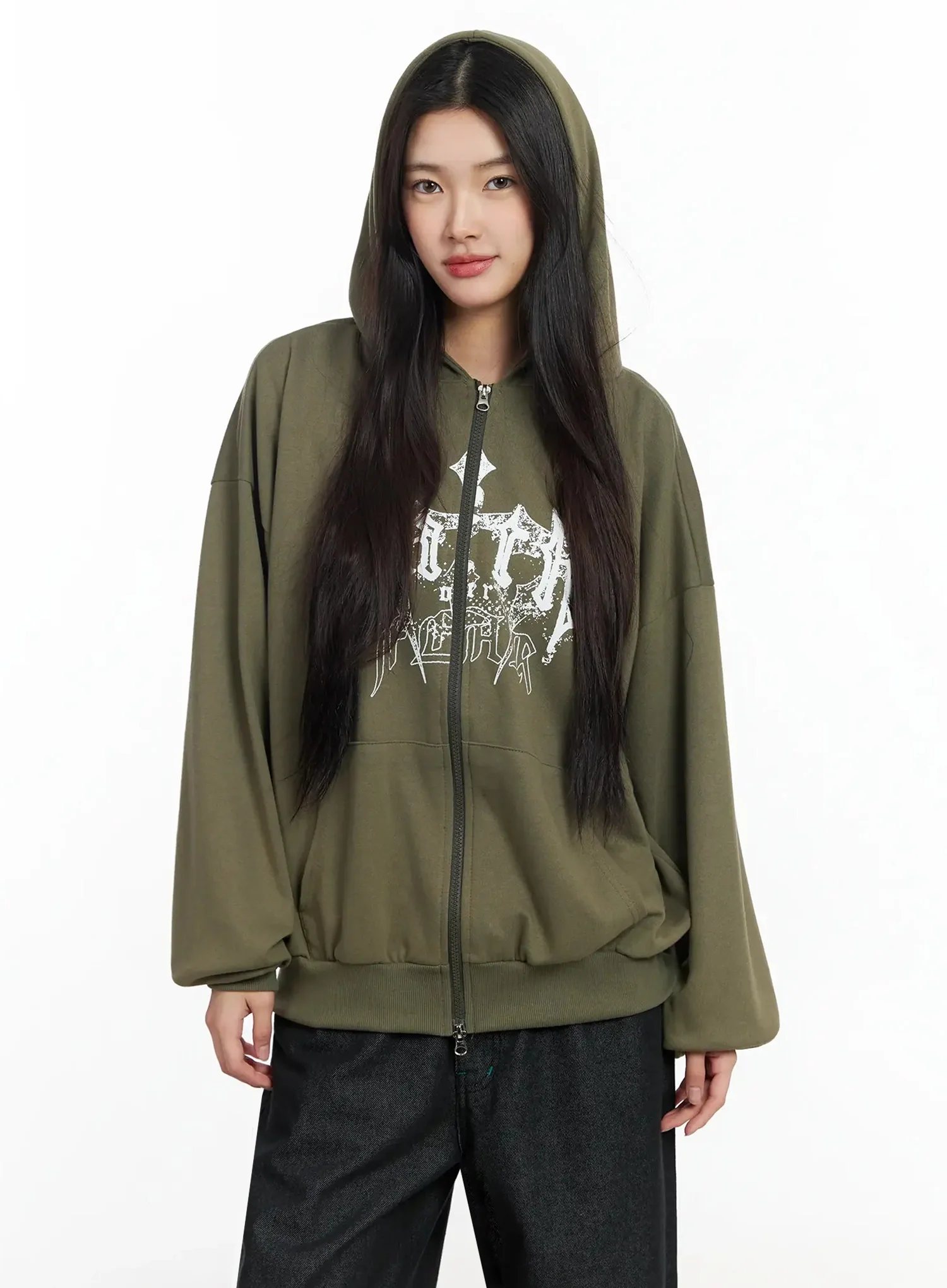 Graphic Oversized Zip Hoodie IM530 - Image 16