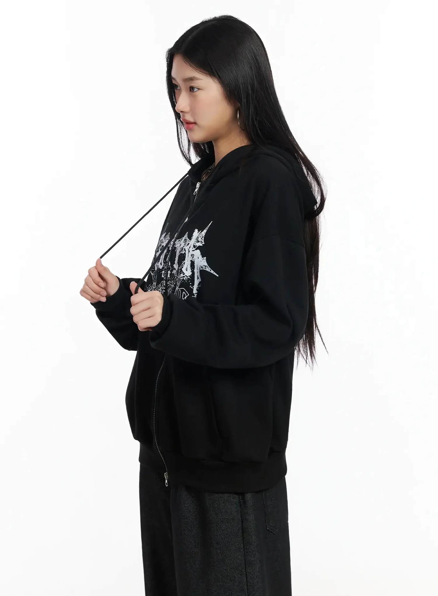 Graphic Oversized Zip Hoodie IM530 - Image 3