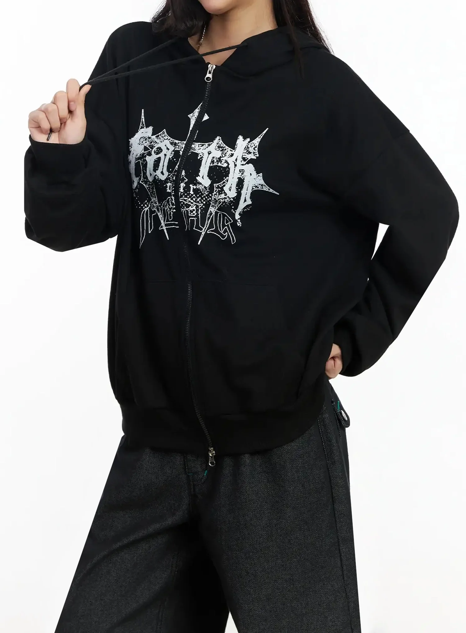 Graphic Oversized Zip Hoodie IM530 - Image 7