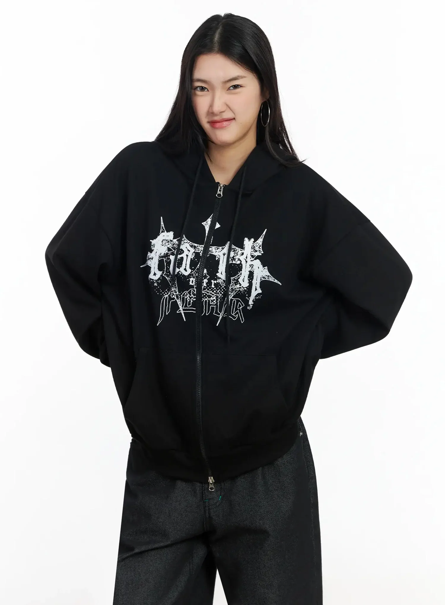 Graphic Oversized Zip Hoodie IM530 - Image 8