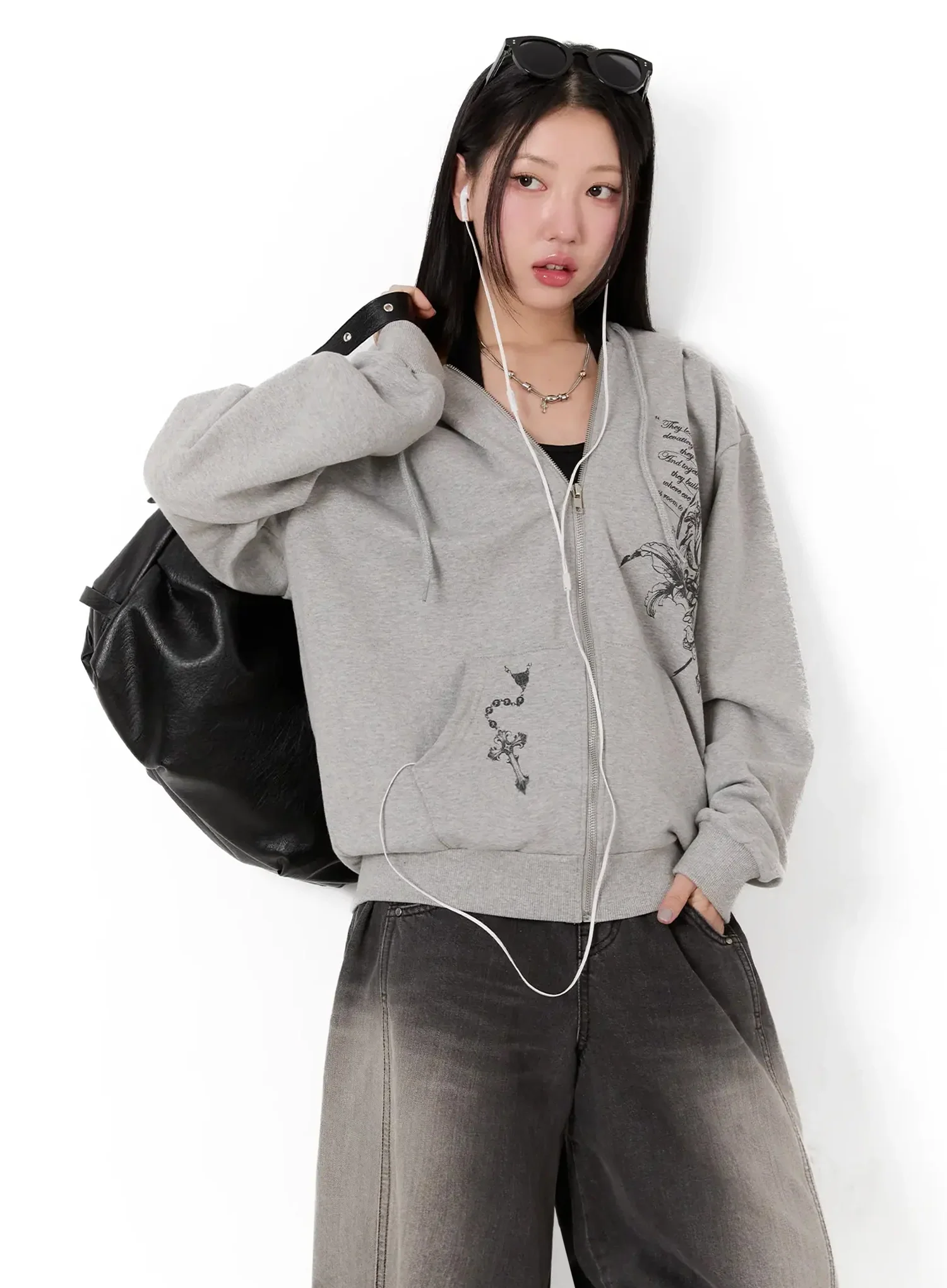 Graphic Print Zip-Up Hoodie IM509