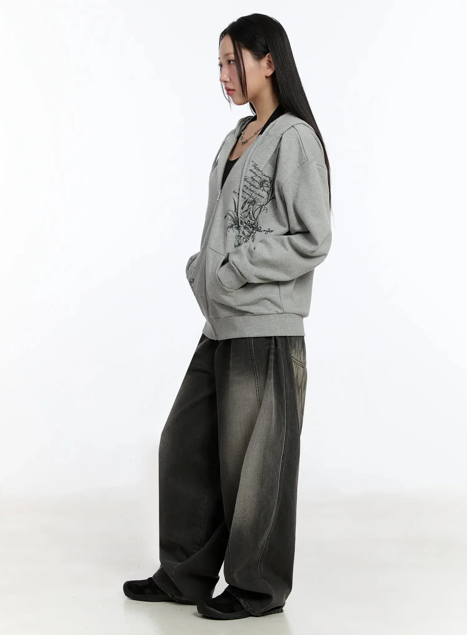 Graphic Print Zip-Up Hoodie IM509 - Image 12