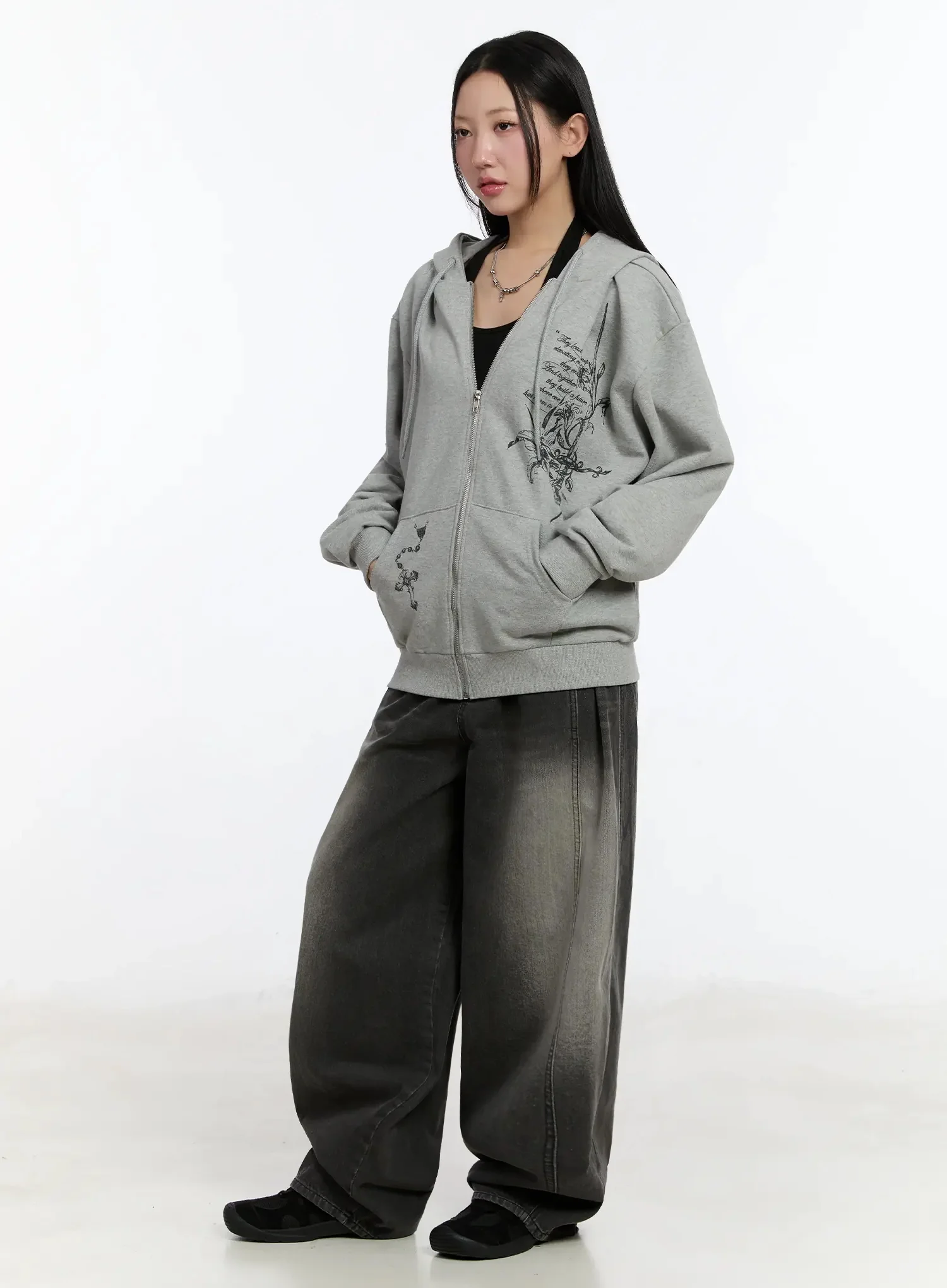 Graphic Print Zip-Up Hoodie IM509 - Image 6