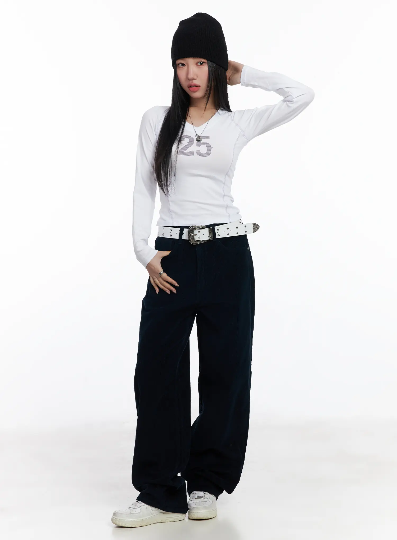 Graphic V-Neck Long Sleeve CJ514 - Image 3