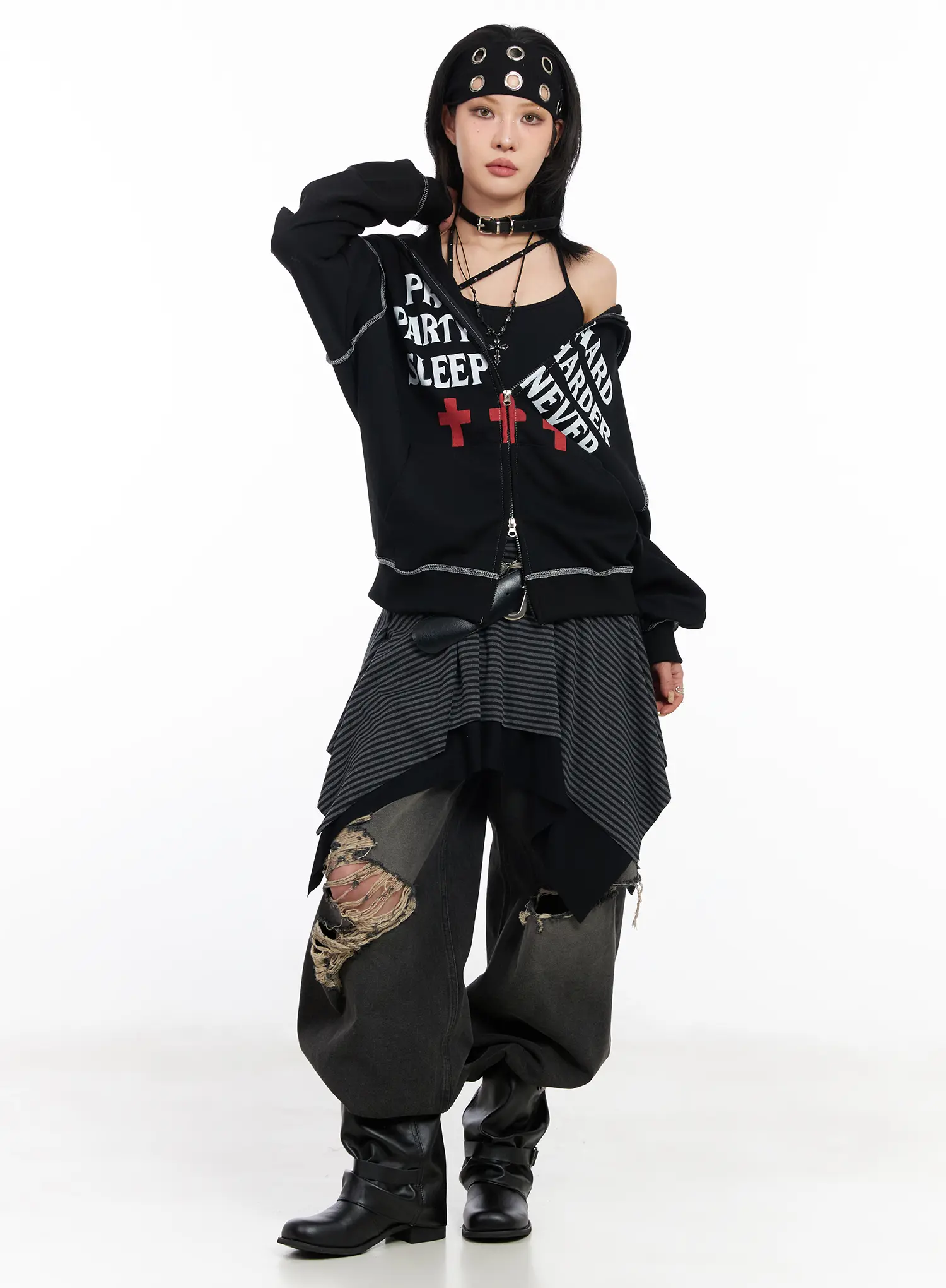 Graphic Zip-Up Hoodie CF527 - Image 2