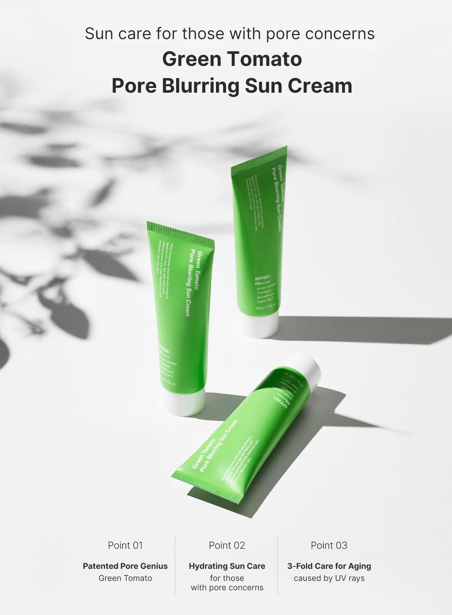 Green Tomato Pore Blurring Sun Cream (SPF50+ PA++++) (50g) - Image 3