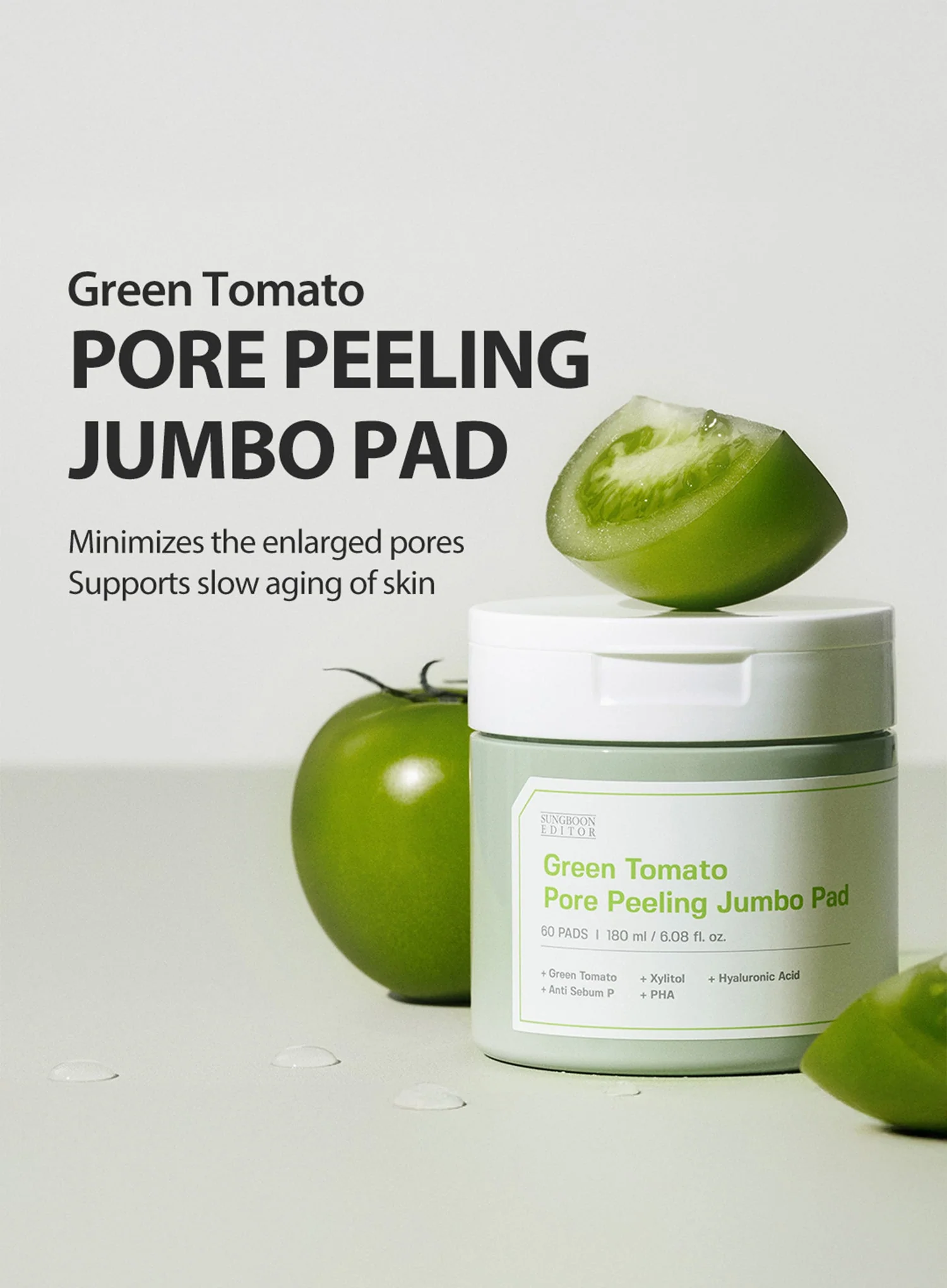 Green Tomato Pore Peeling Jumbo Pad (180ml) - Image 3