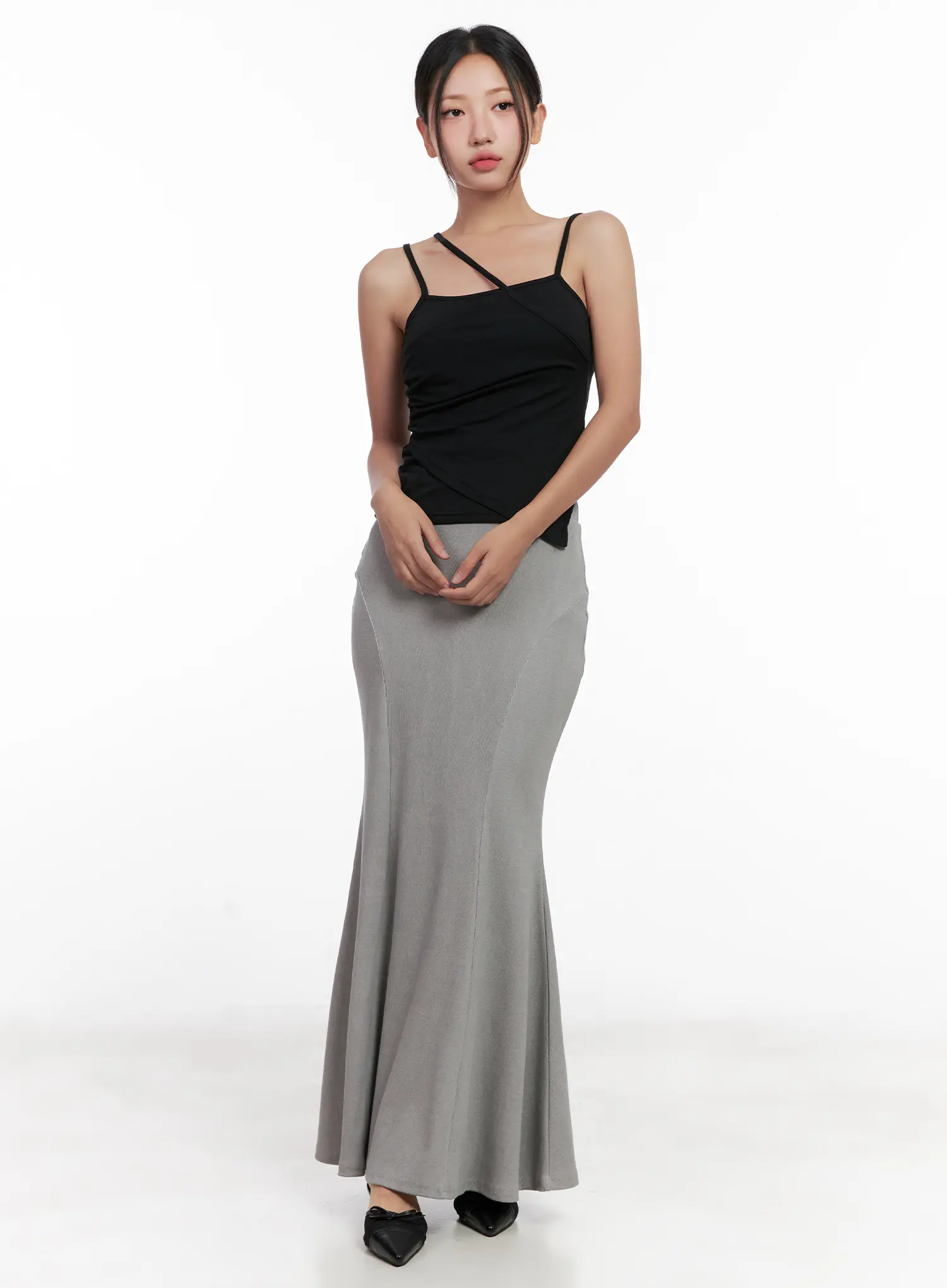 Grey Bodycon Maxi Skirt CL518 - Image 2