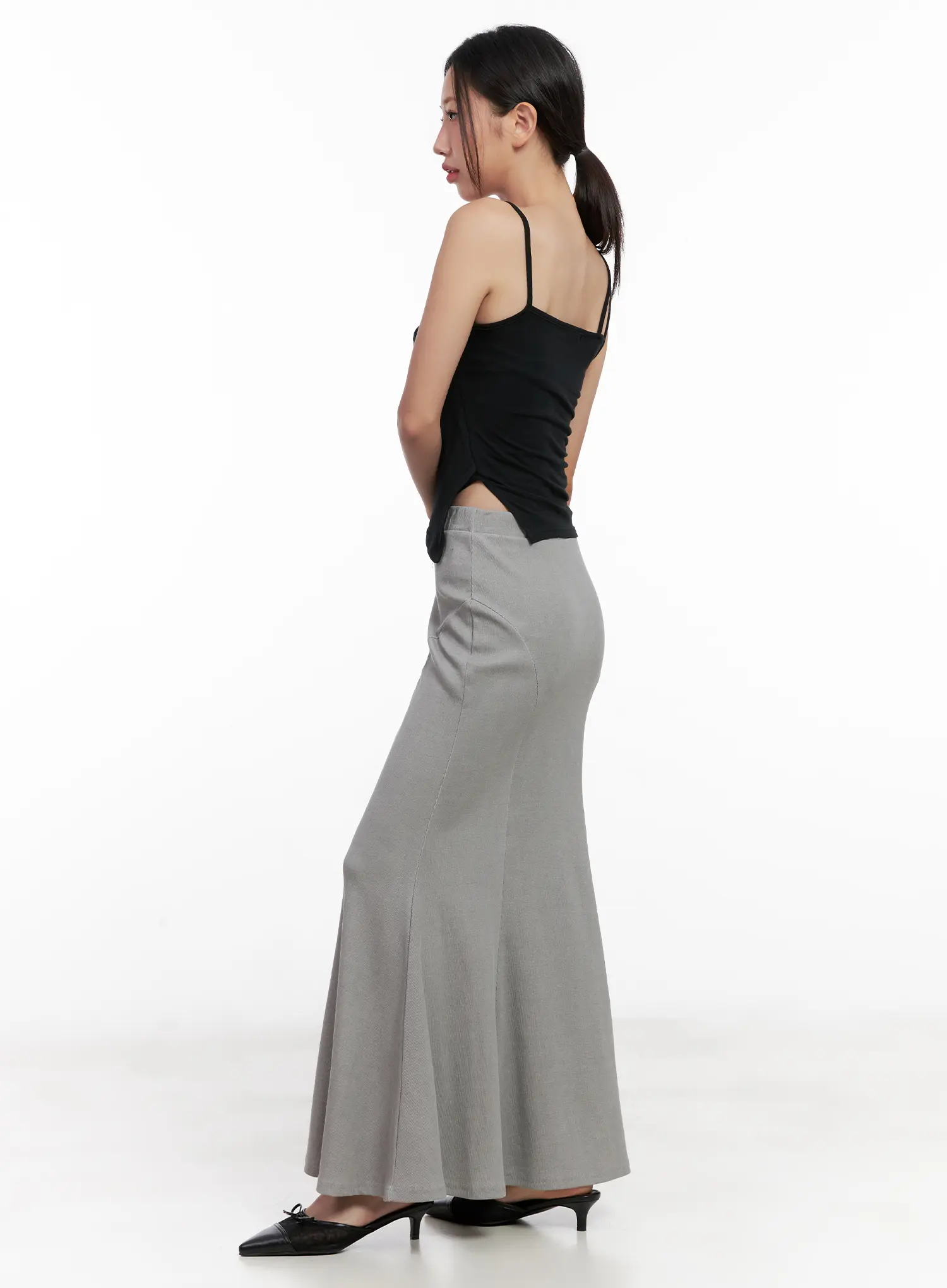 Grey Bodycon Maxi Skirt CL518 - Image 3