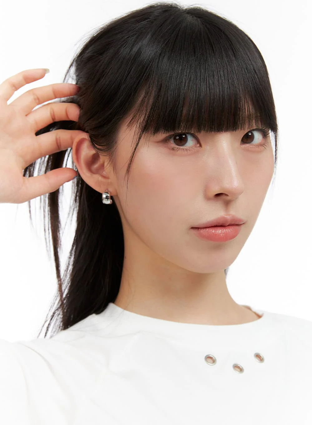 Half Bold Ring Earrings IG406 - Image 2