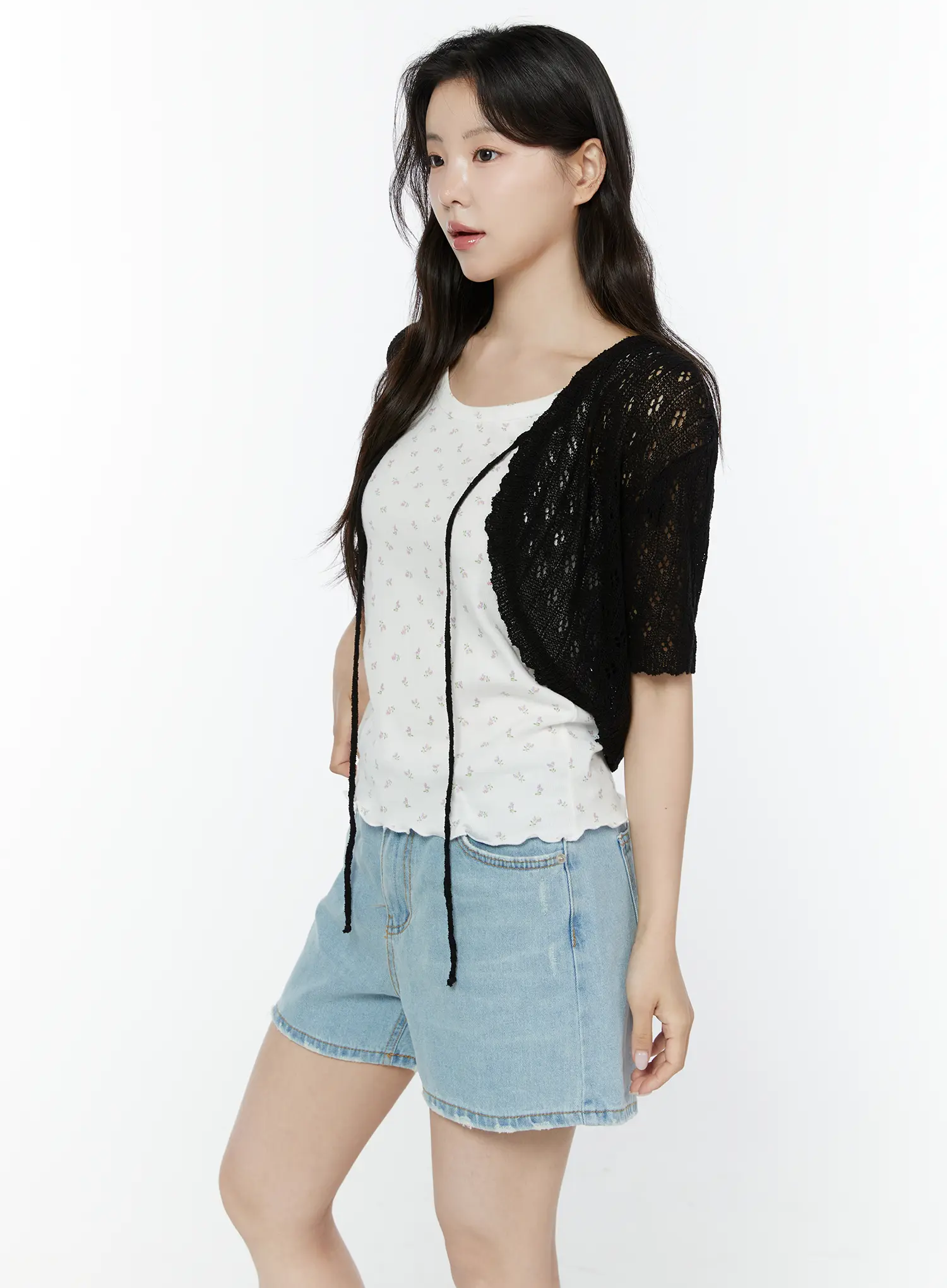 Half Sleeve Lace Knit Cardigan IY507 - Image 10