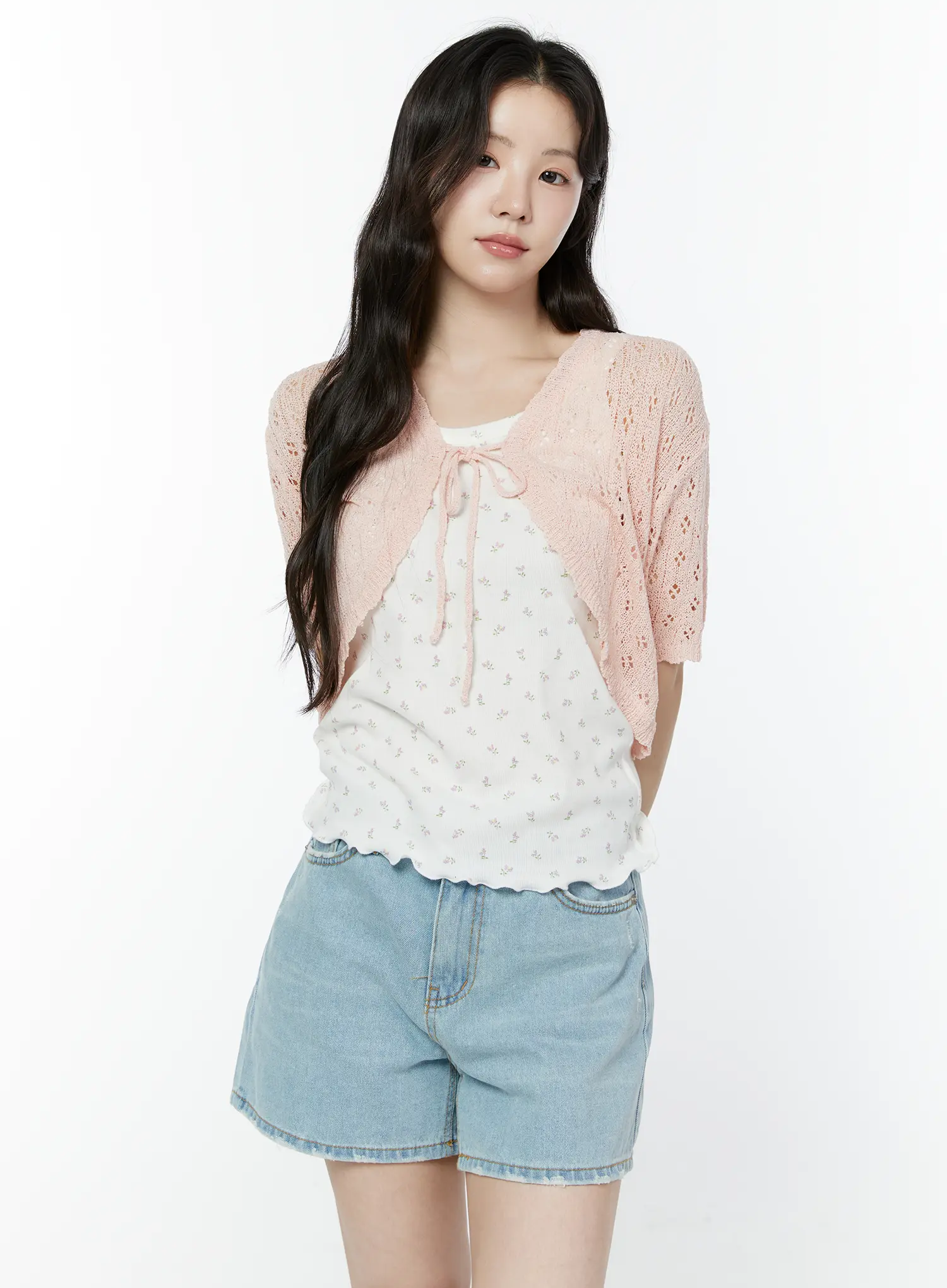 Half Sleeve Lace Knit Cardigan IY507 - Image 3