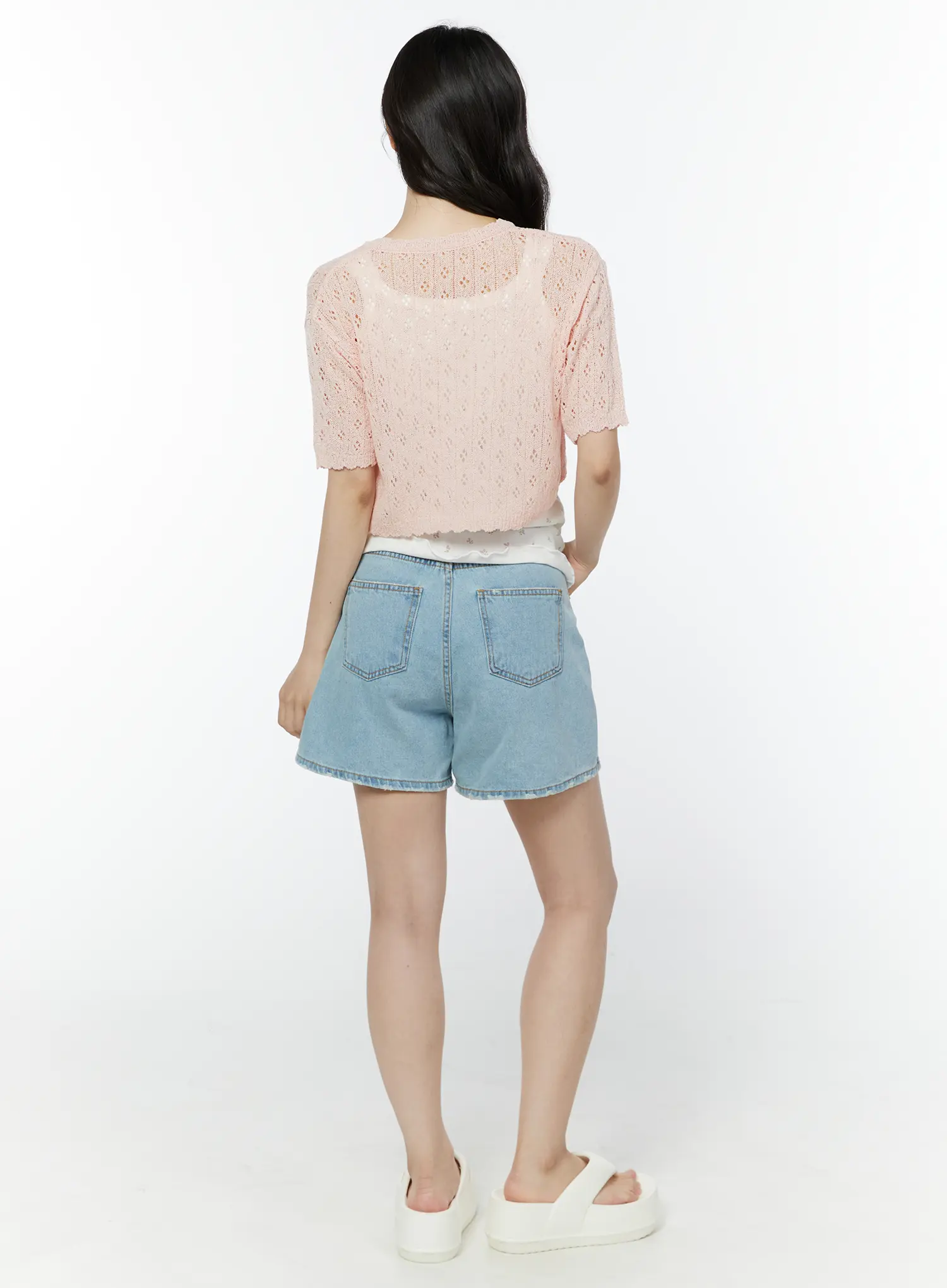 Half Sleeve Lace Knit Cardigan IY507 - Image 6