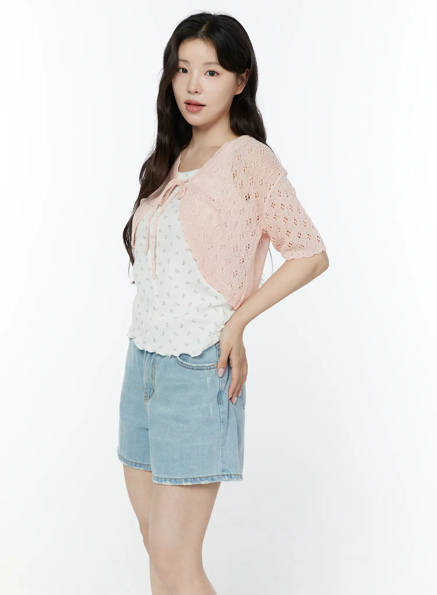 Half Sleeve Lace Knit Cardigan IY507 - Image 7